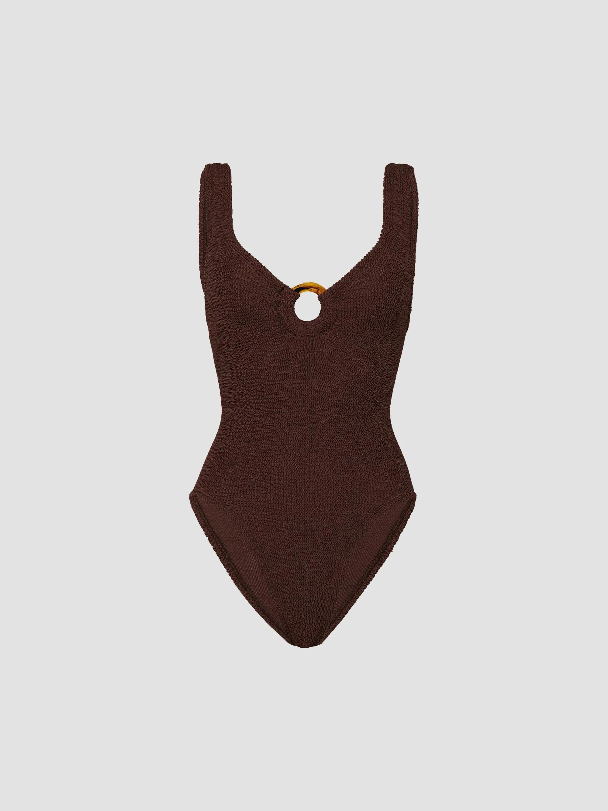 Women's Celine Metallic One-Piece Swimsuit - Metallic Chocolate - 1