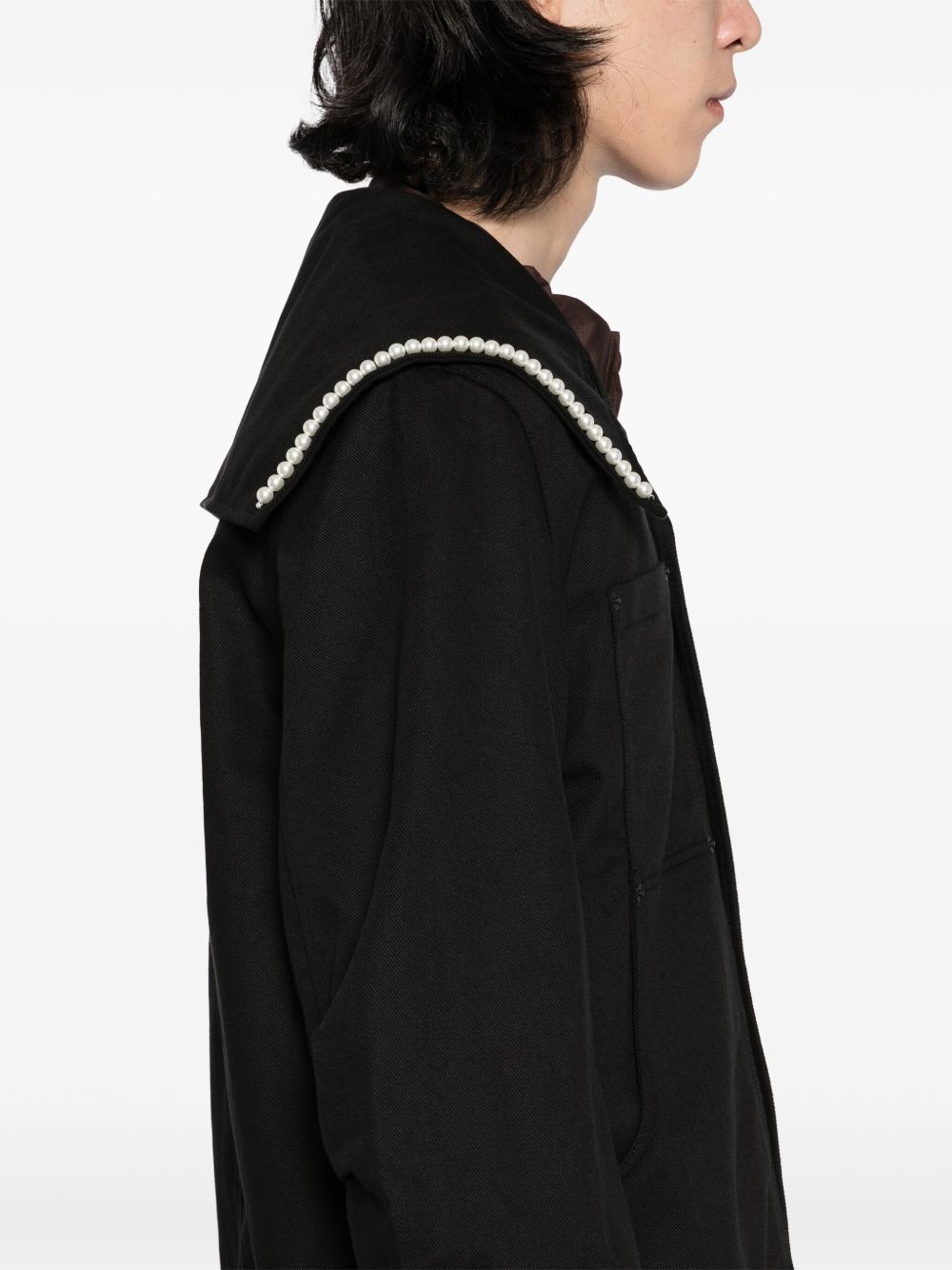 Beaded Sailor Collar Workwear Jacket - 5