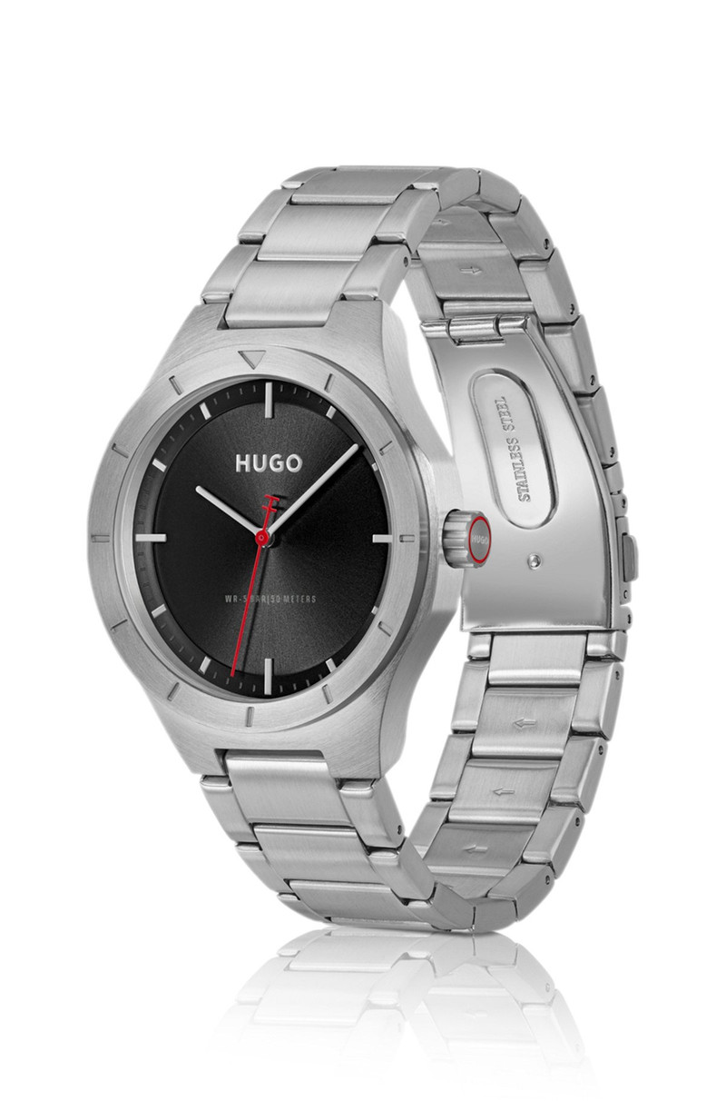 HUGO LIT BLACK-DIAL WATCH WITH LINK BRACELET outlook