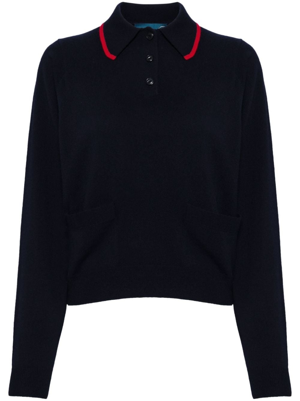 long-sleeved wool polo top - 1