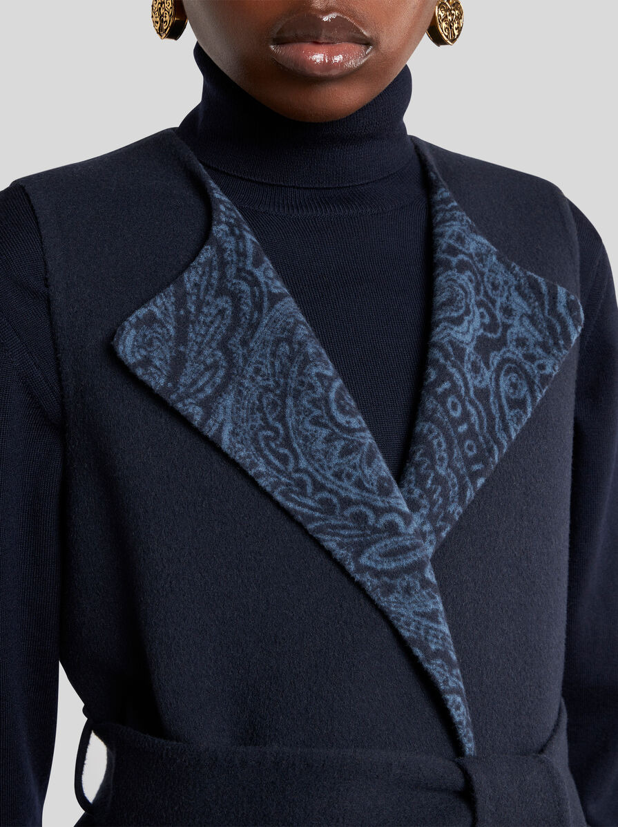 LONG WOOL AND CASHMERE JACQUARD WAISTCOAT - 2