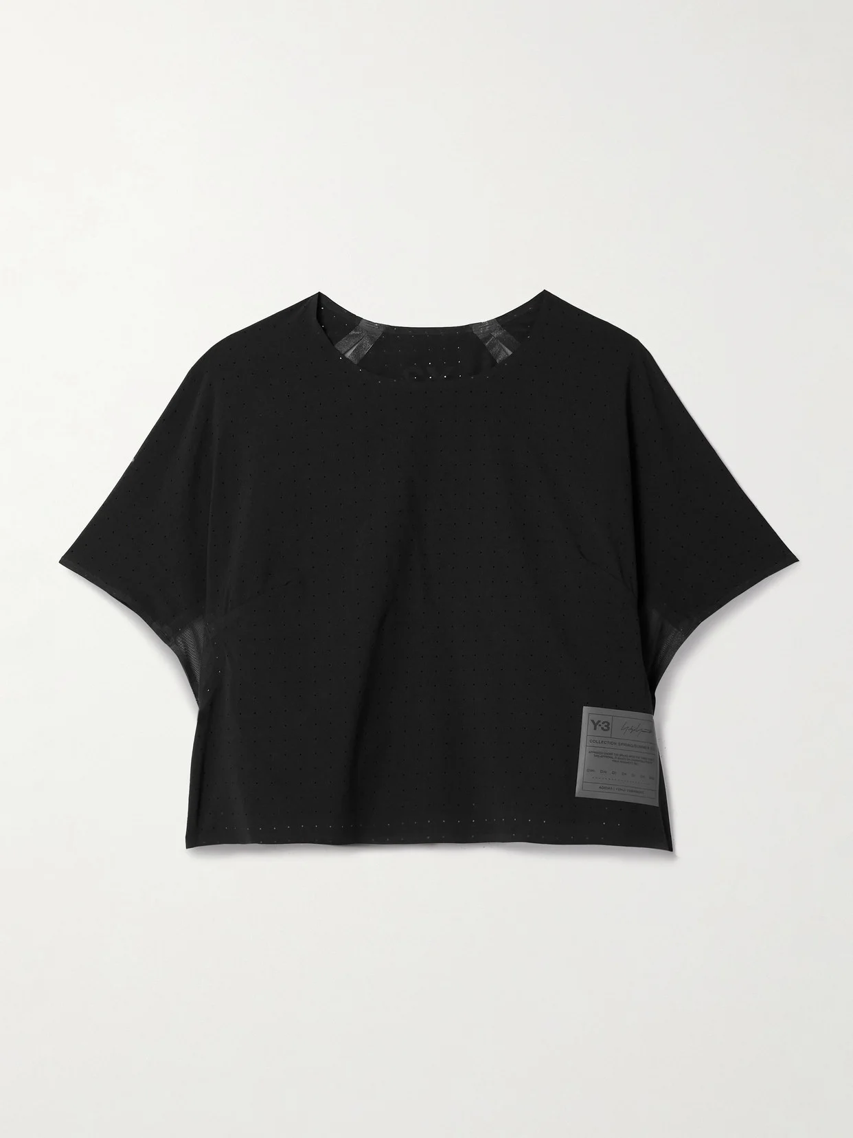 + Y-3 Cropped Appliquéd Recycled-mesh T-shirt - 1