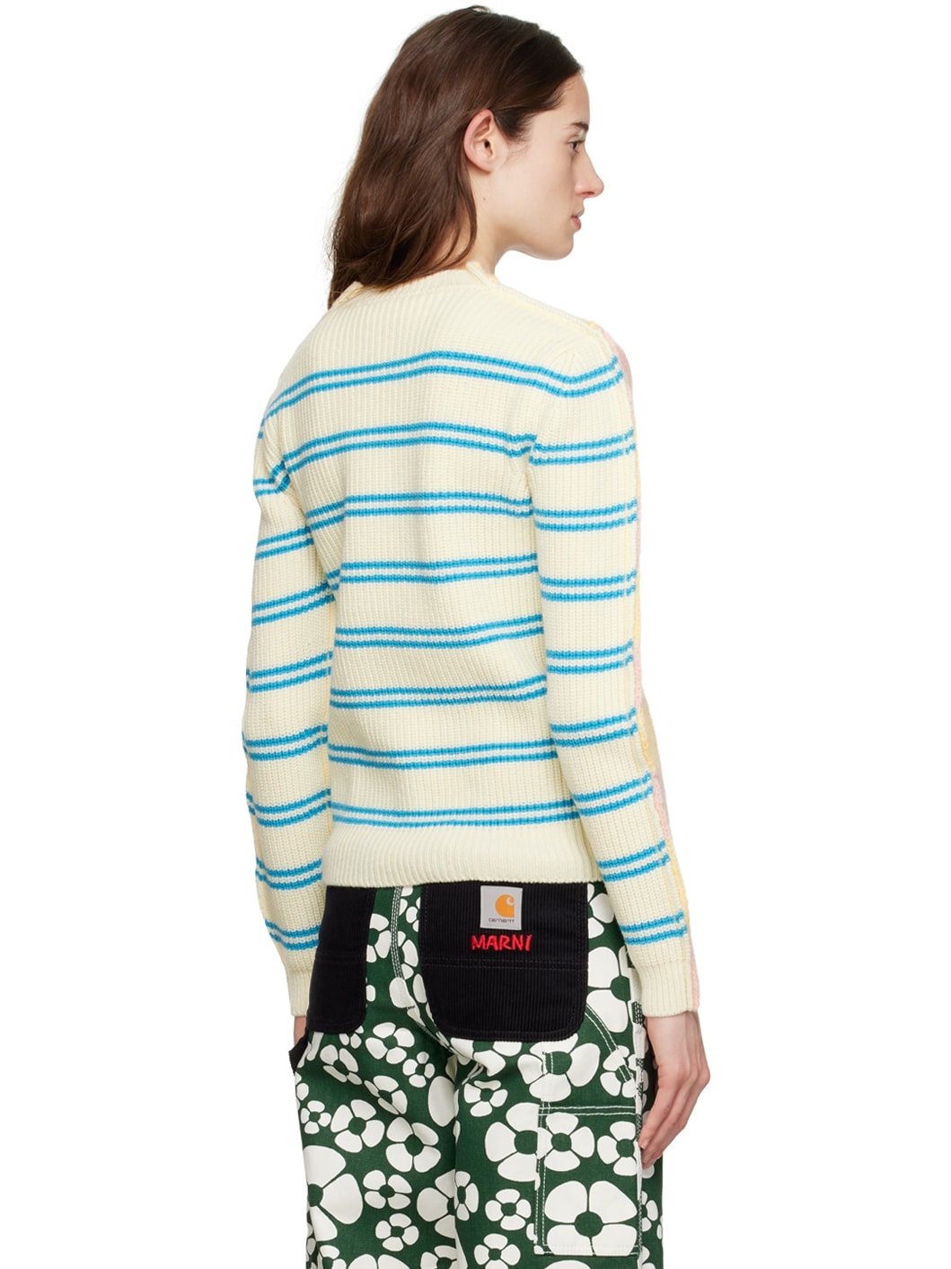 Multicolor Contrast Striped Sweater - 3