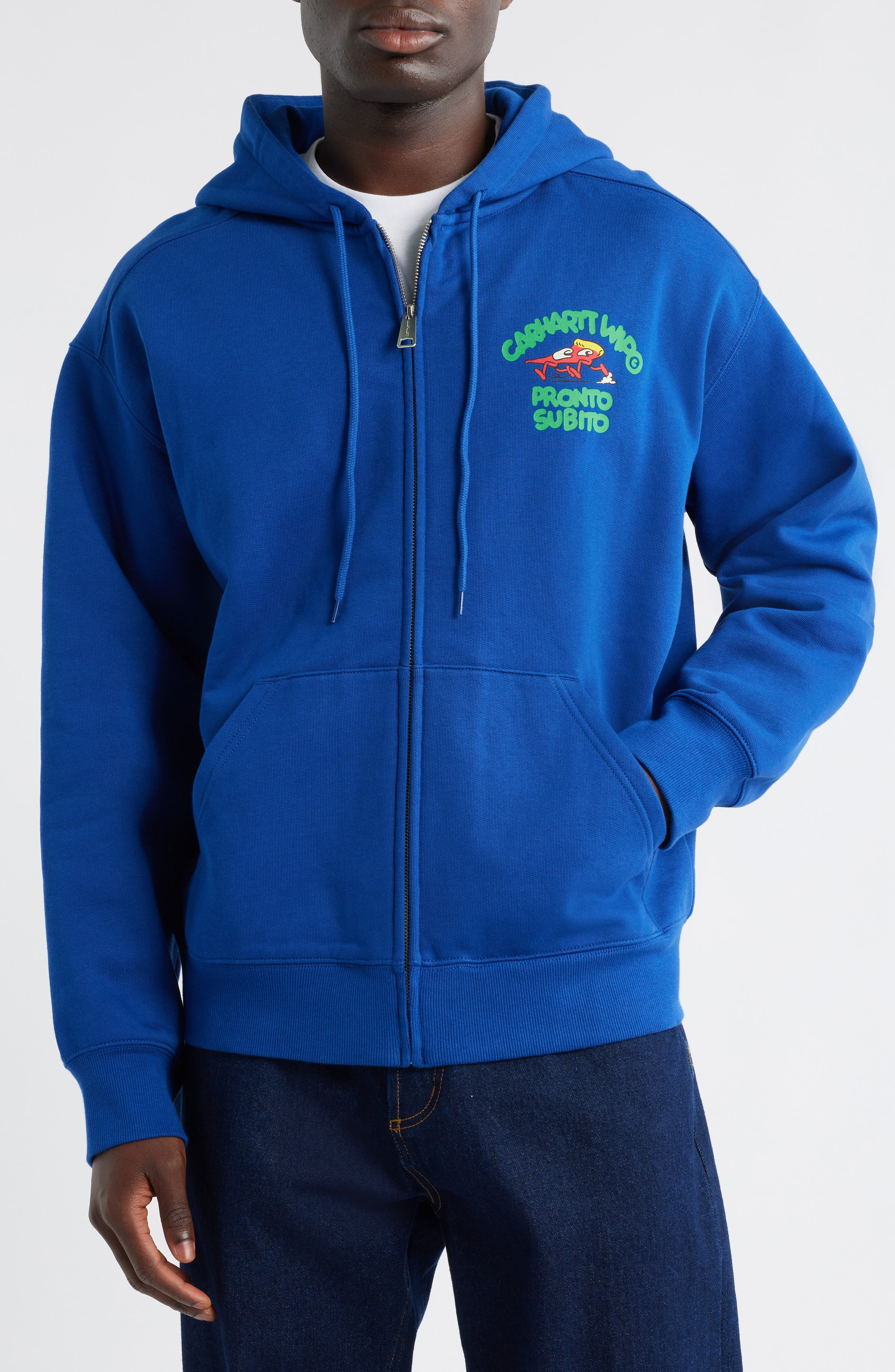 Carhartt Work In Progress Pronto Subito Graphic Zip Hoodie in Wolfsbane at Nordstrom - 4