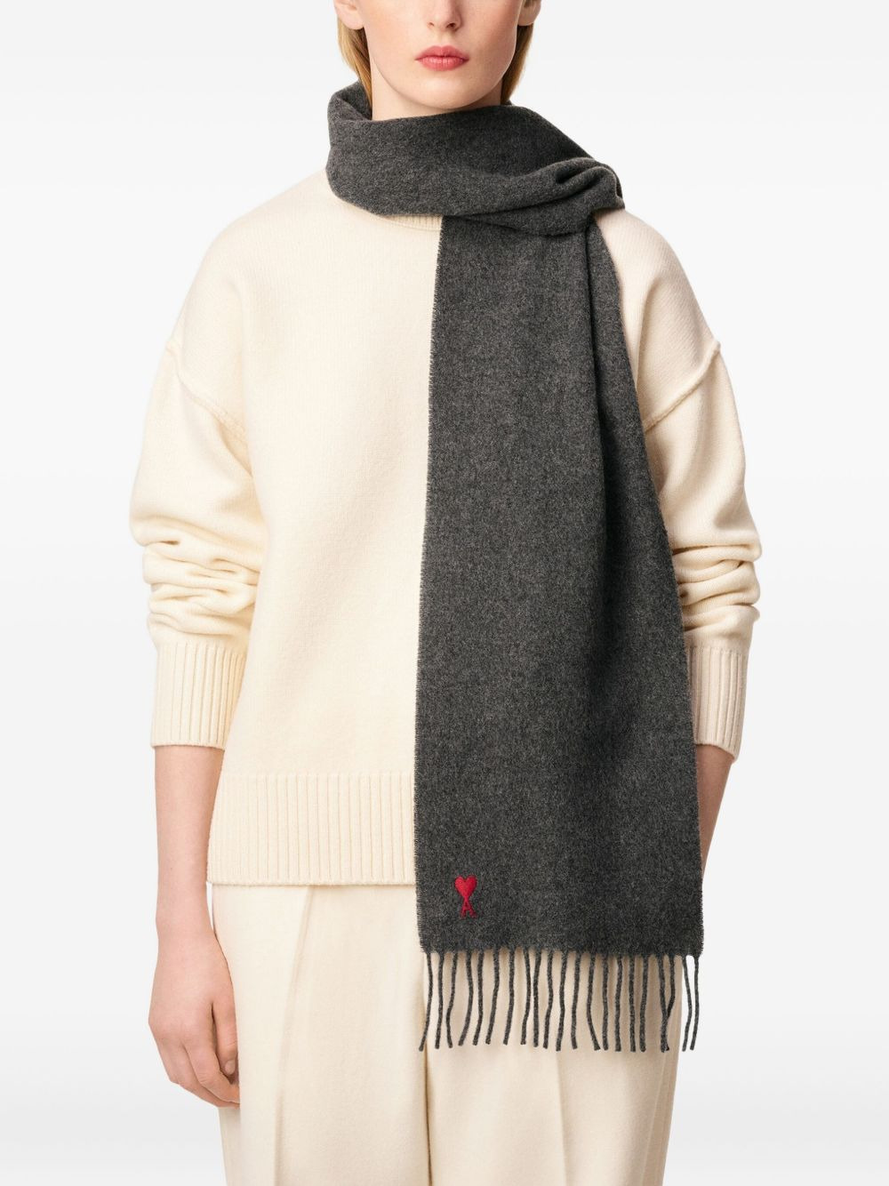 Ami de Coeur monogram-motif wool scarf - 4