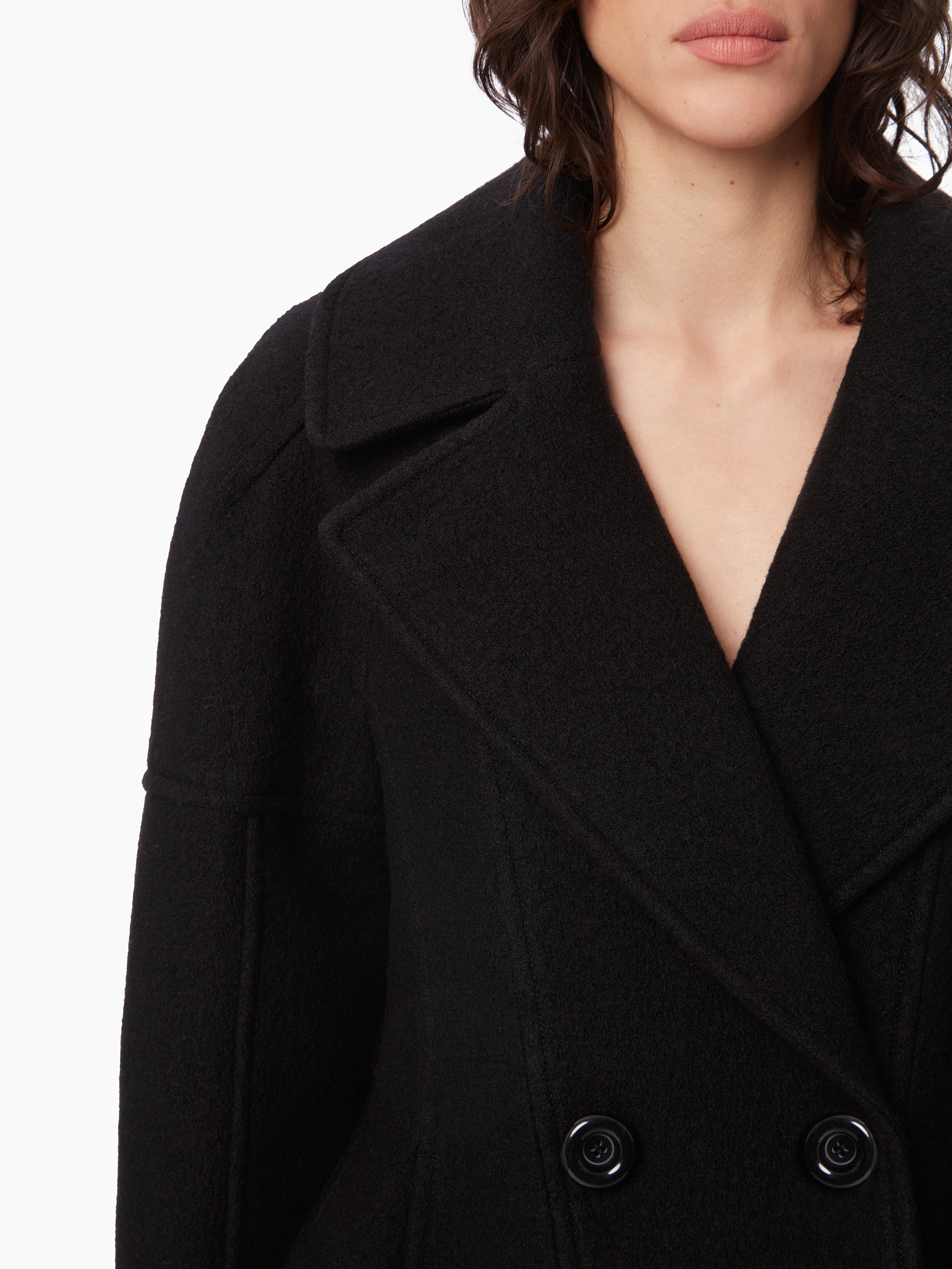 CINCHED WAIST COAT IN WOOL - 3
