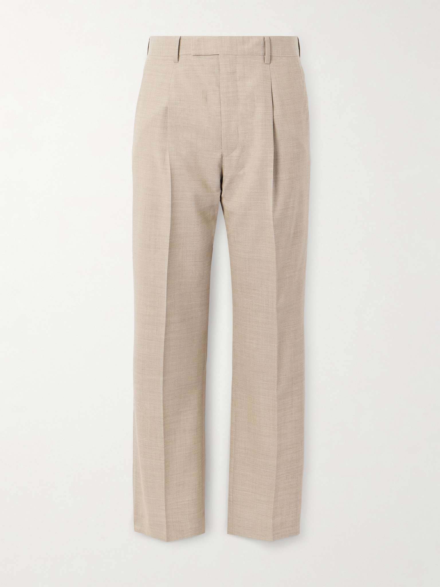 Straight-Leg Pleated Wool Trousers - 1