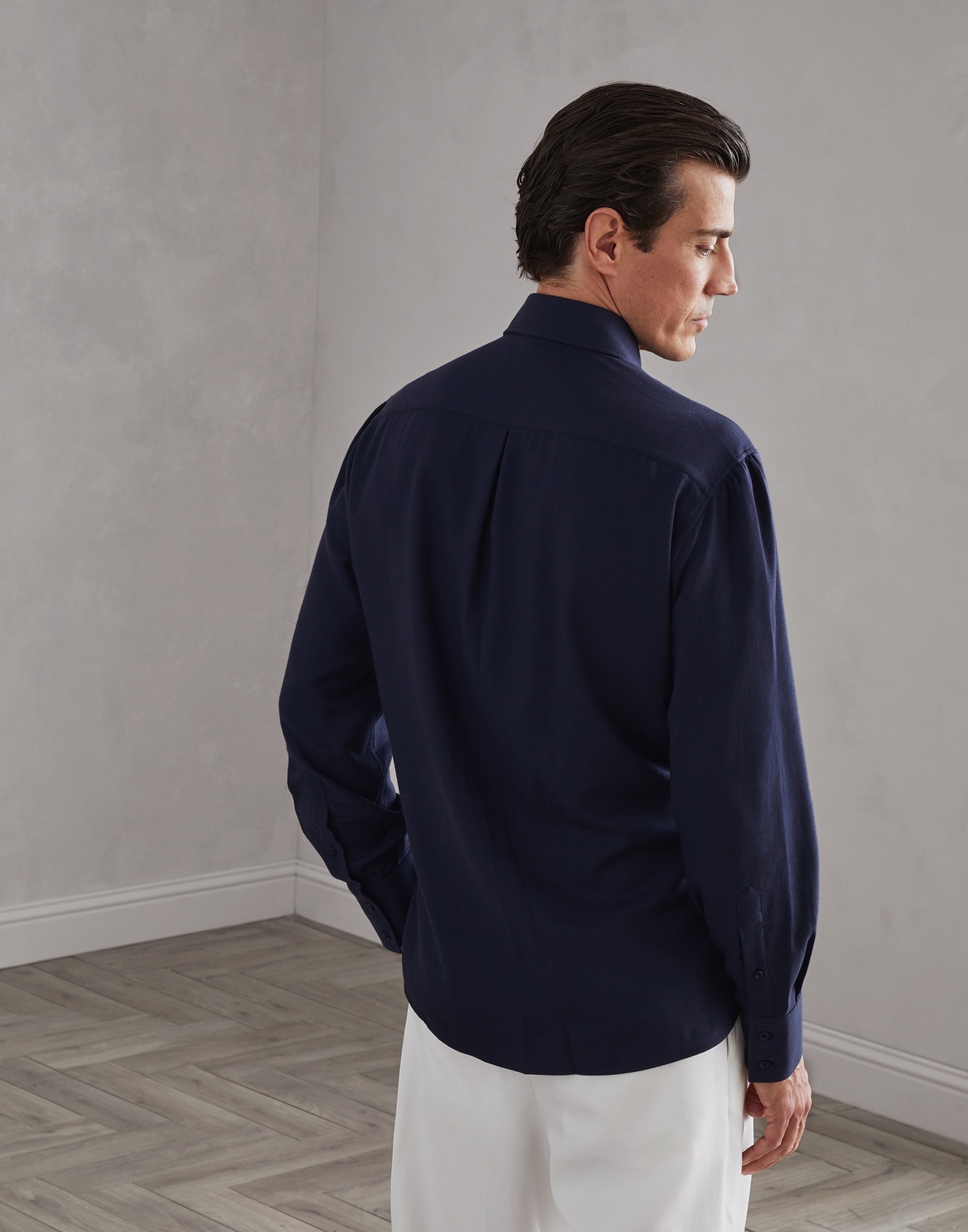 Cotton and cashmere twill basic fit shirt with button-down collar - 2