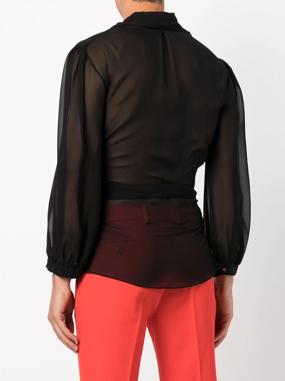 sheer silk wrap shirt - 4