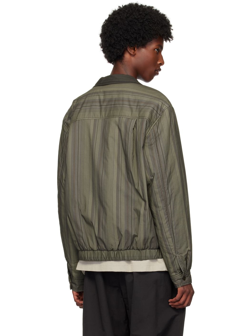Khaki Stripe Zip-Up Jacket - 3