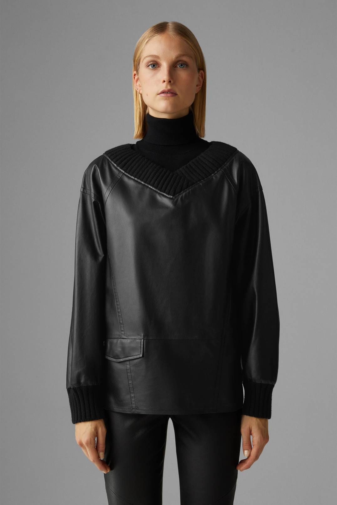 JULA OVERSIZED LEATHER TOP IN BLACK - 2