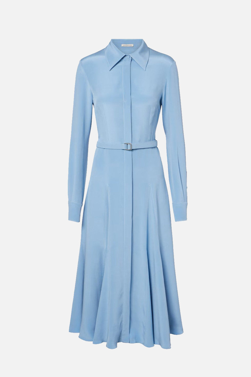 Riko Dress In Cloudy Blue Silk Crepe De Chine 1