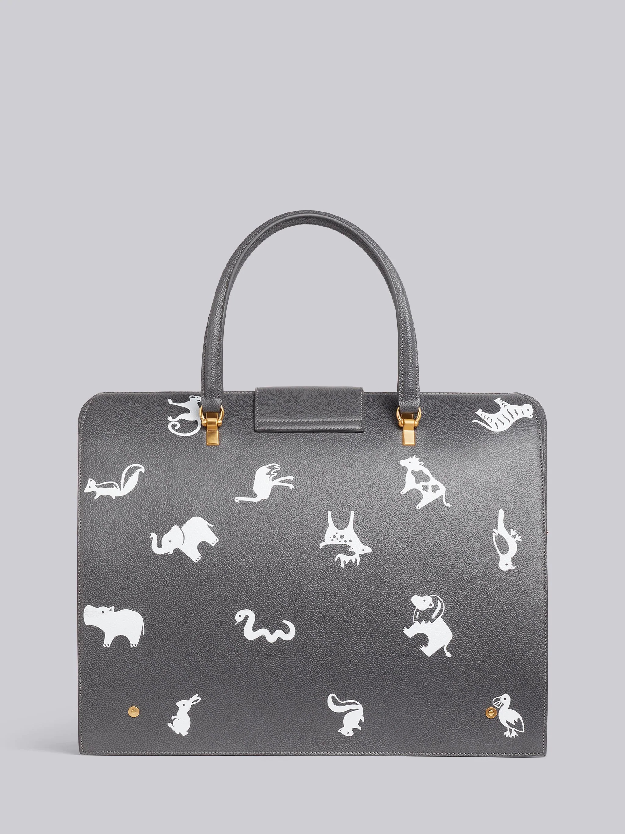 Medium Grey Pebbled Calfskin 3D Animal Icon Mr. Thom Bag - 4