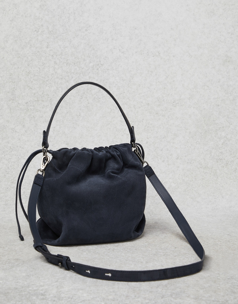 Suede bucket bag with Precious handle 2