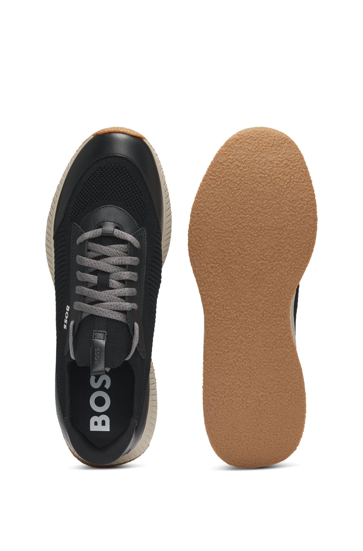 MIXED-MATERIAL TRAINERS WITH FISHBONE SOLE AND SIGNATURE ACCENTS - 4