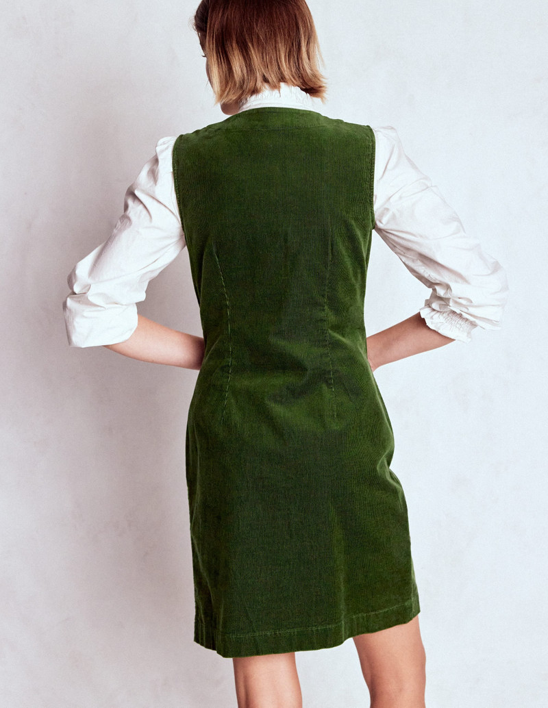 Evelyn Cord Shift Dress-Green Fir 4