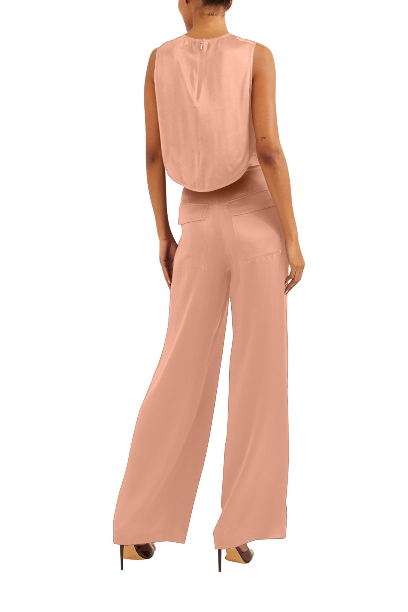 Satin Cropped Round Hem Tank - 2