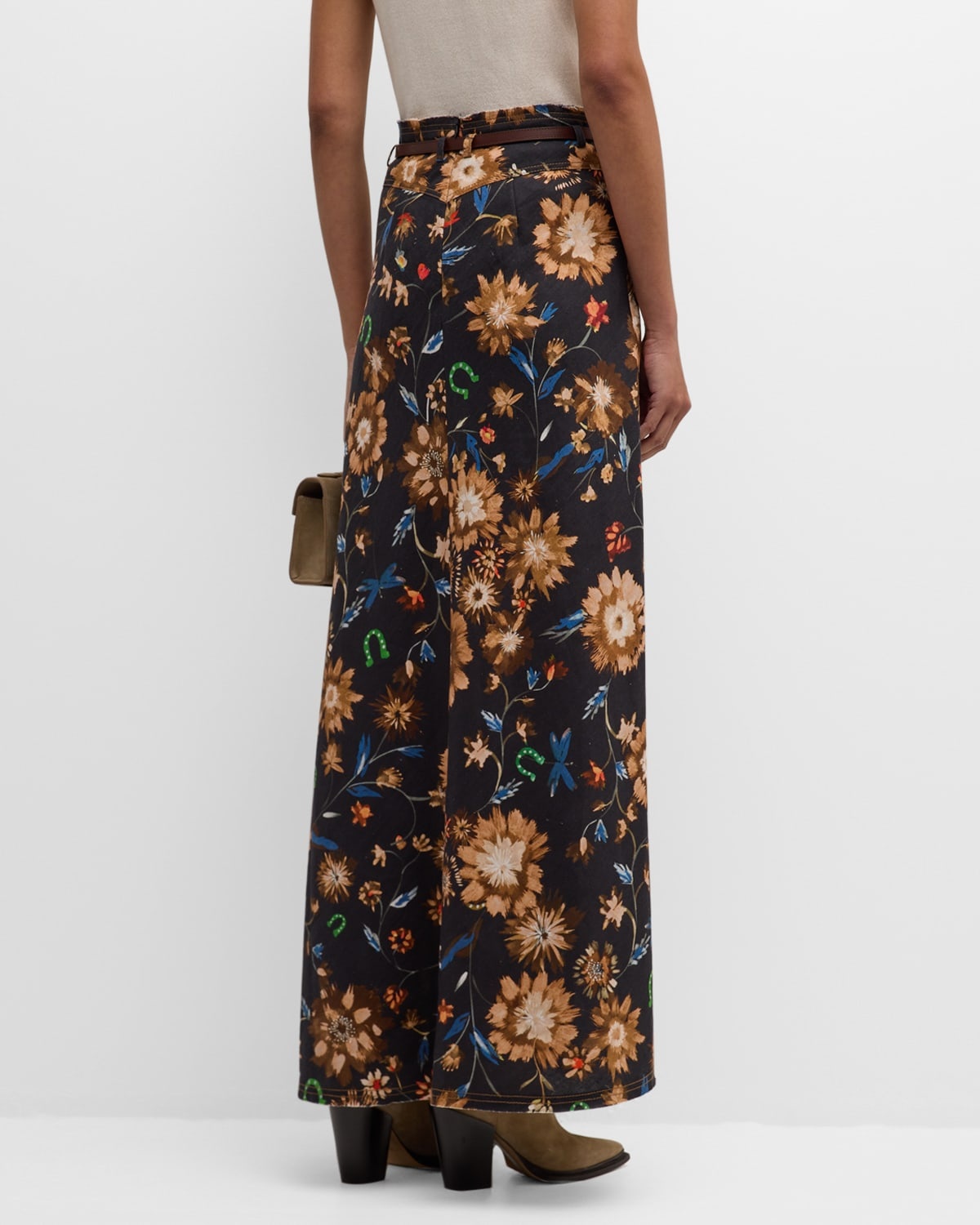 Floral Ease II Printed Linen Maxi Skirt - 5