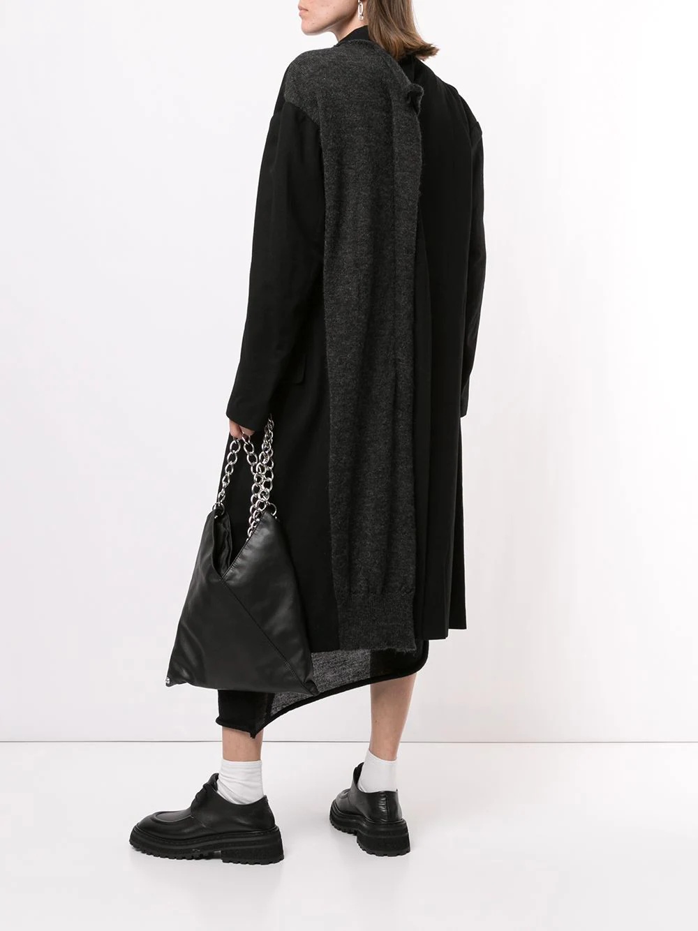 asymmetric wool panel coat - 2