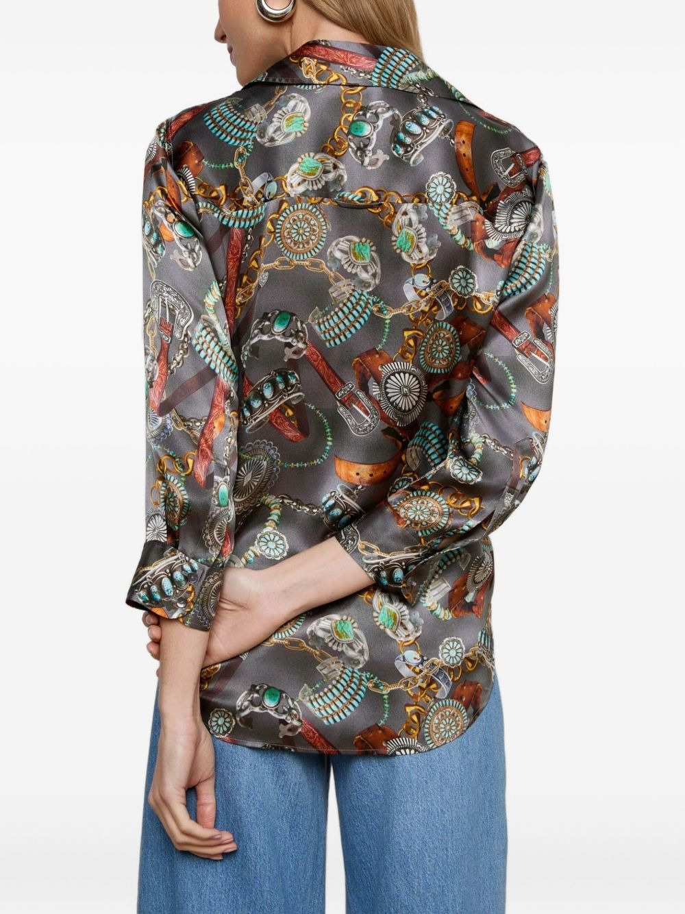 three-quarter sleeve chain-print shirt - 4
