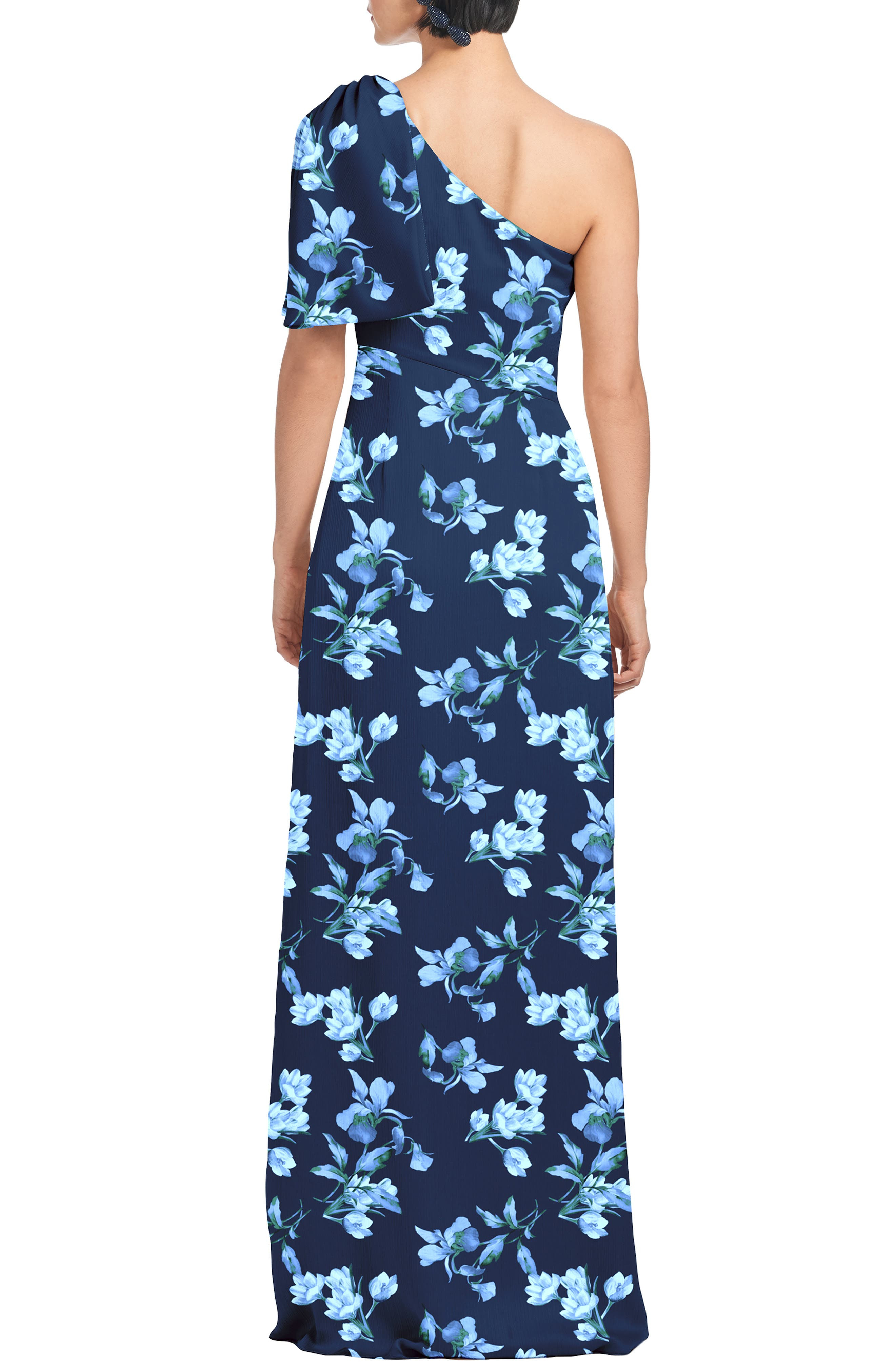 Sachin & Babi Chelsea Floral Print One-Shoulder Georgette Gown in Night Sky Venetian Petal at Nordst - 2
