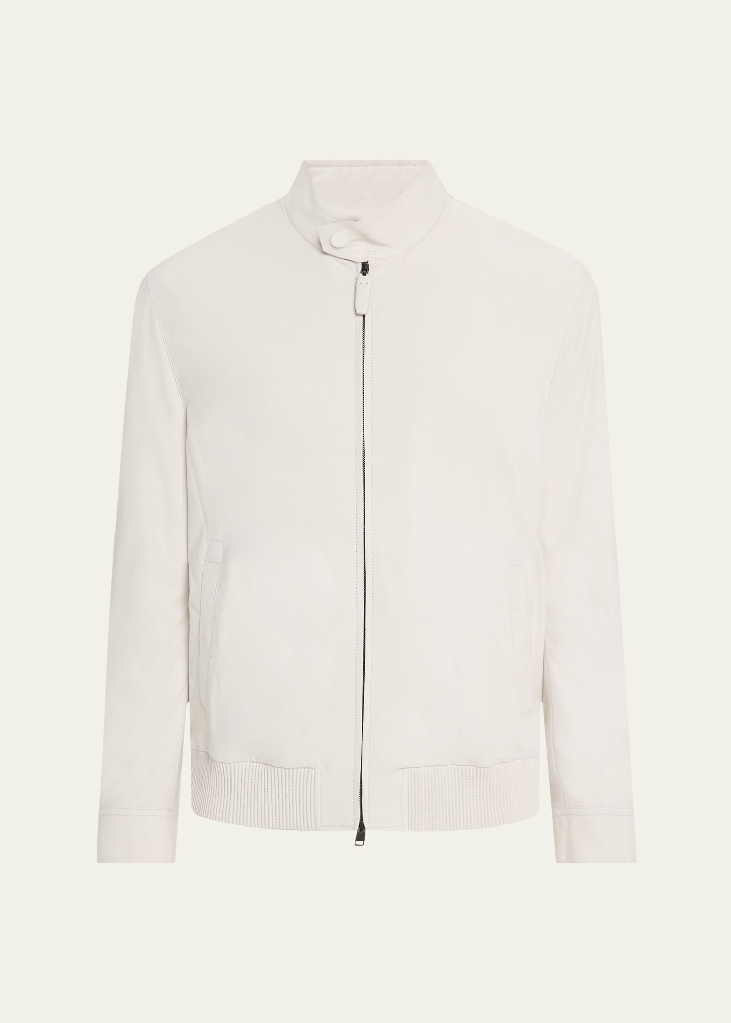 Men's Nubuck Leather Full-Zip Blouson - 1