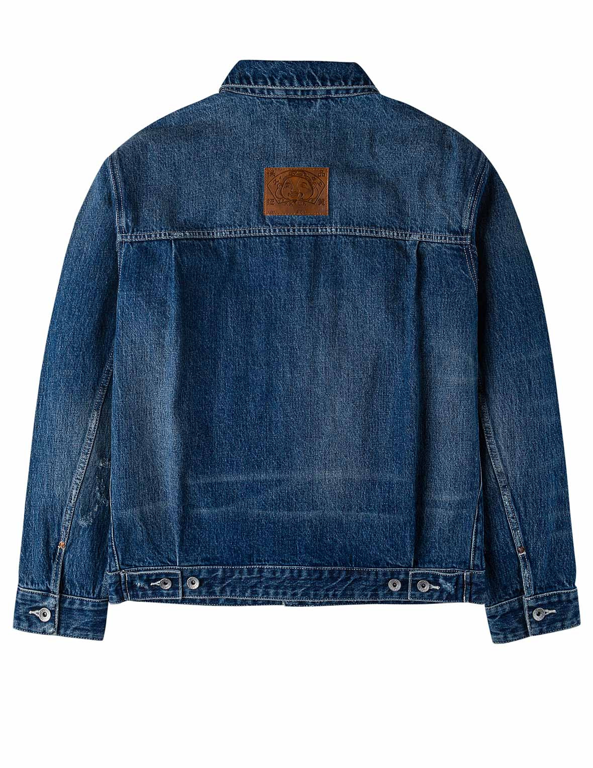 Distressed Seagull Print Relax Fit Vintage Washed Denim Jacket - 2