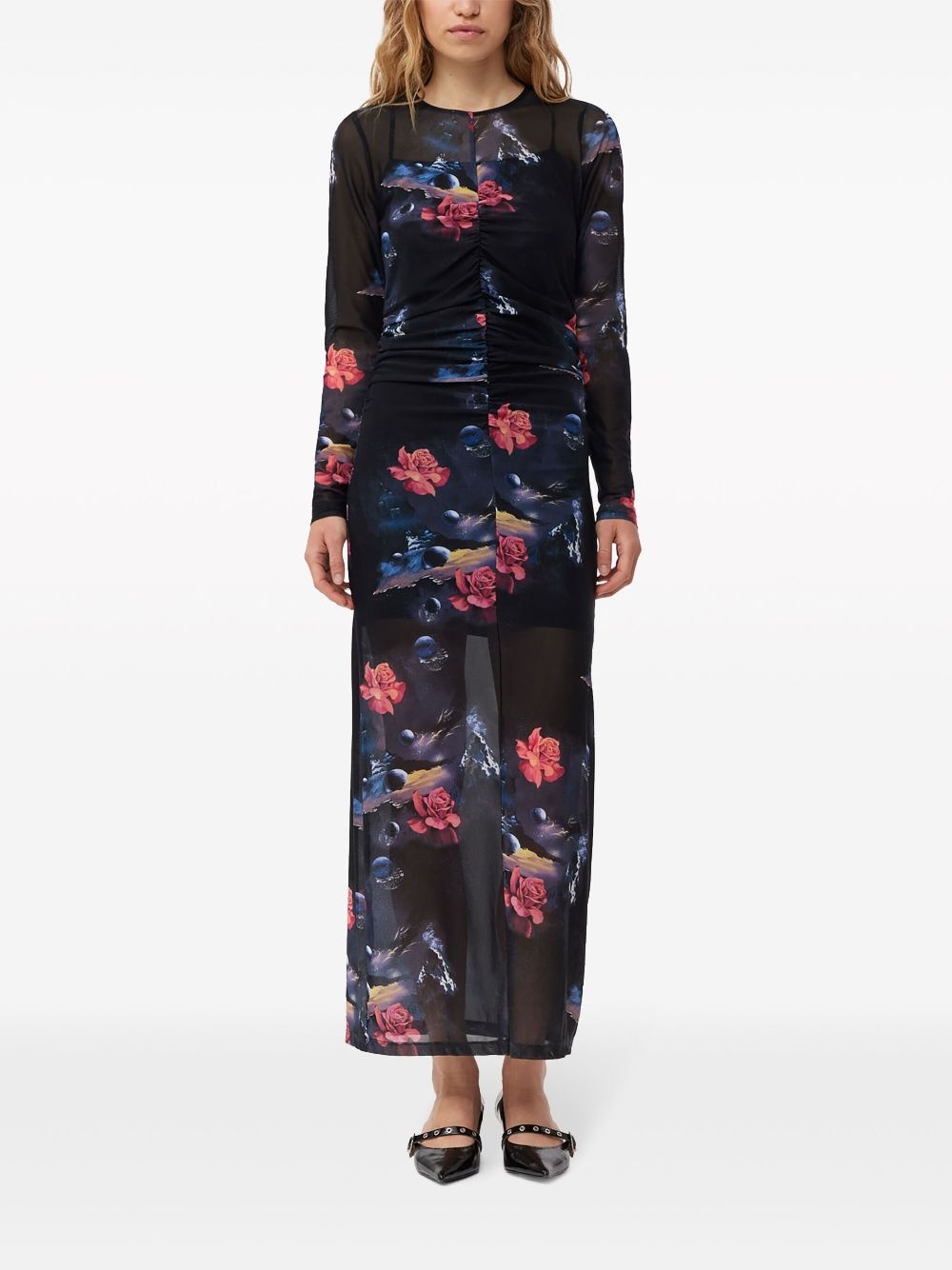 floral-print ruched maxi dress - 2