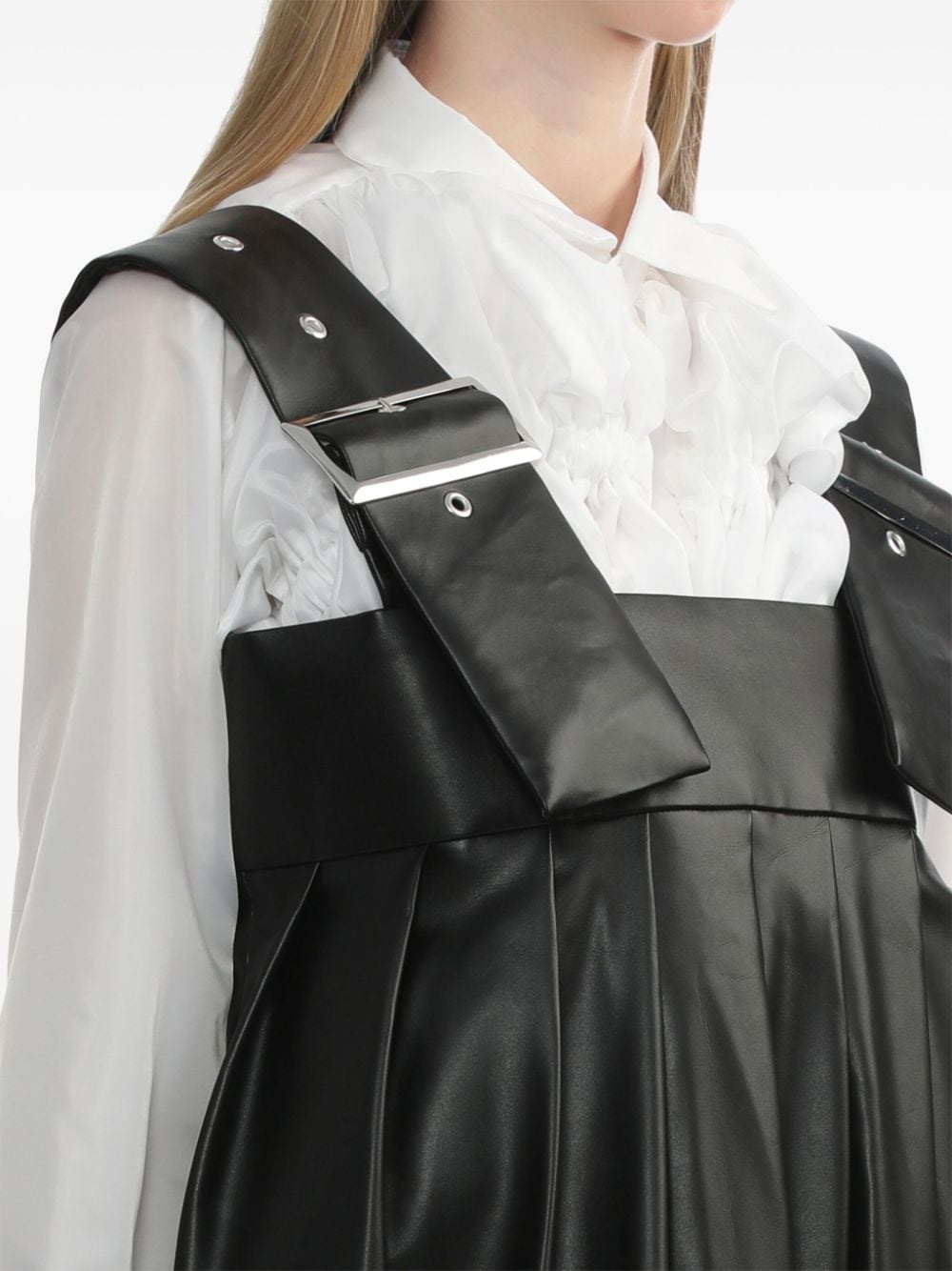 artificial leather midi dress - 5