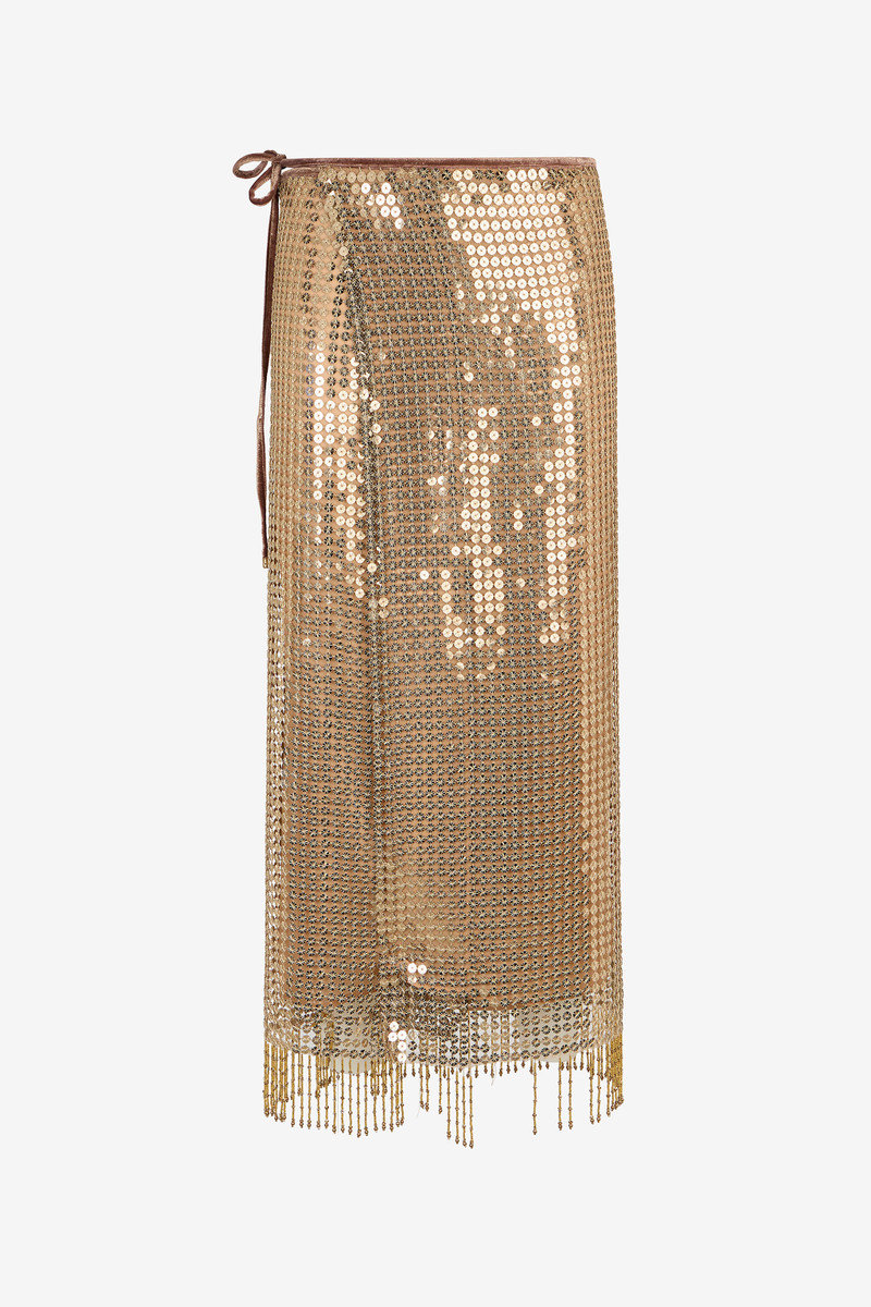 Gold Sequin Midi Skirt 1