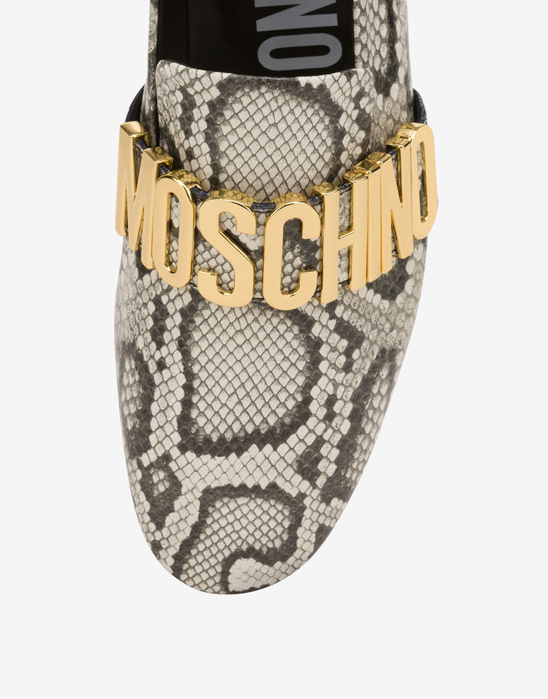 MAXI LETTERING PYTHON-PRINT LOAFERS 4