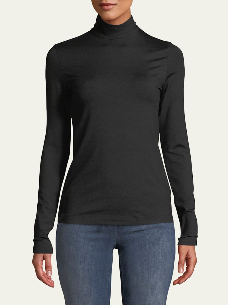 AKRIS Silk-Cotton Jersey Turtleneck Top outlook