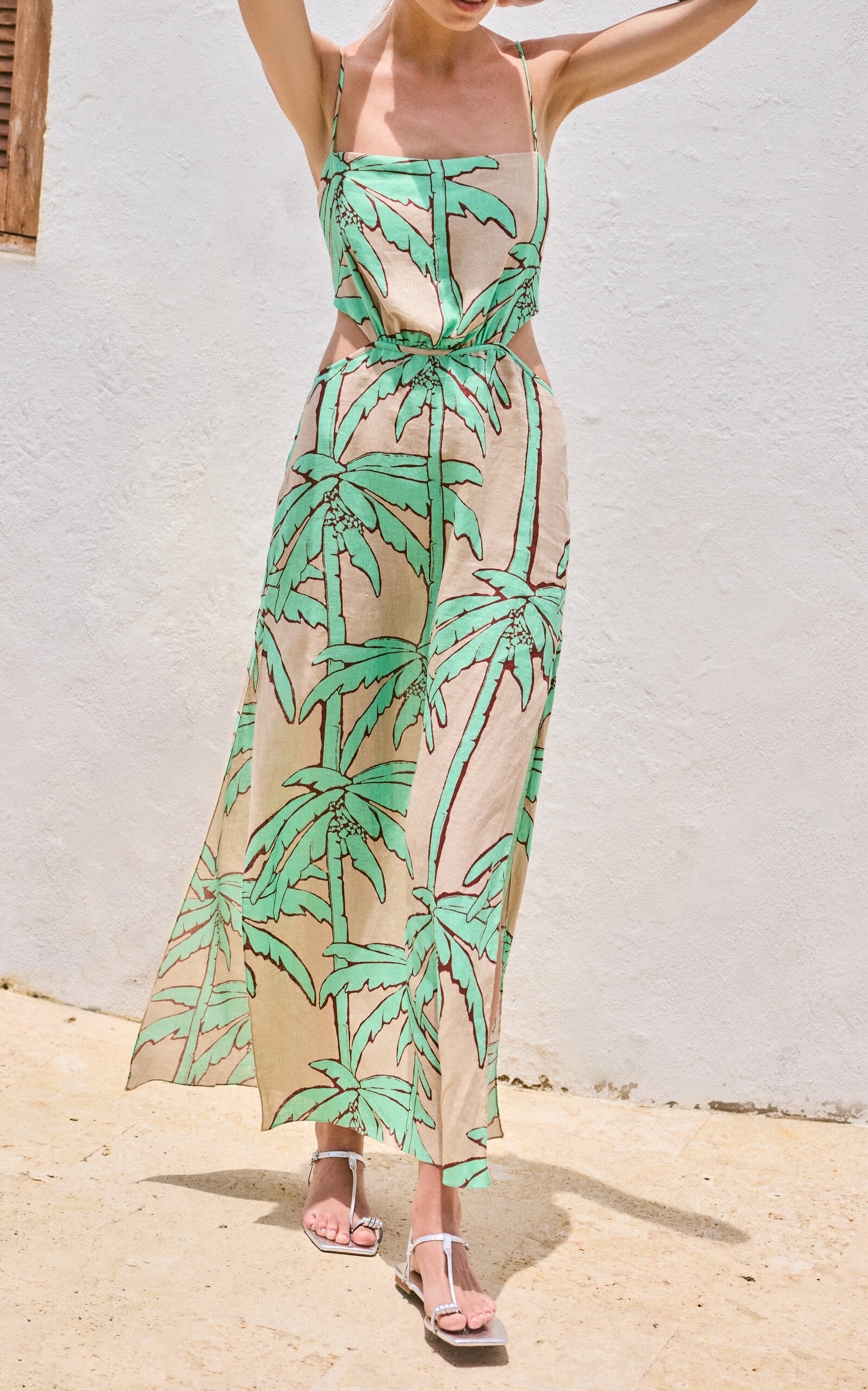 Beach Harmony Printed Linen Midi Dress print - 3