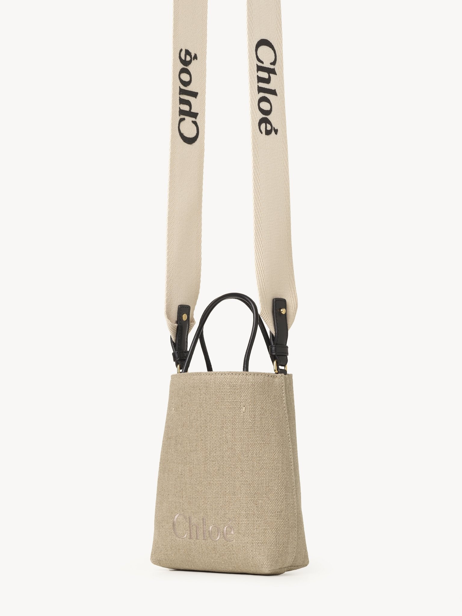 MICRO CHLOÉ SENSE TOTE BAG IN LINEN 2