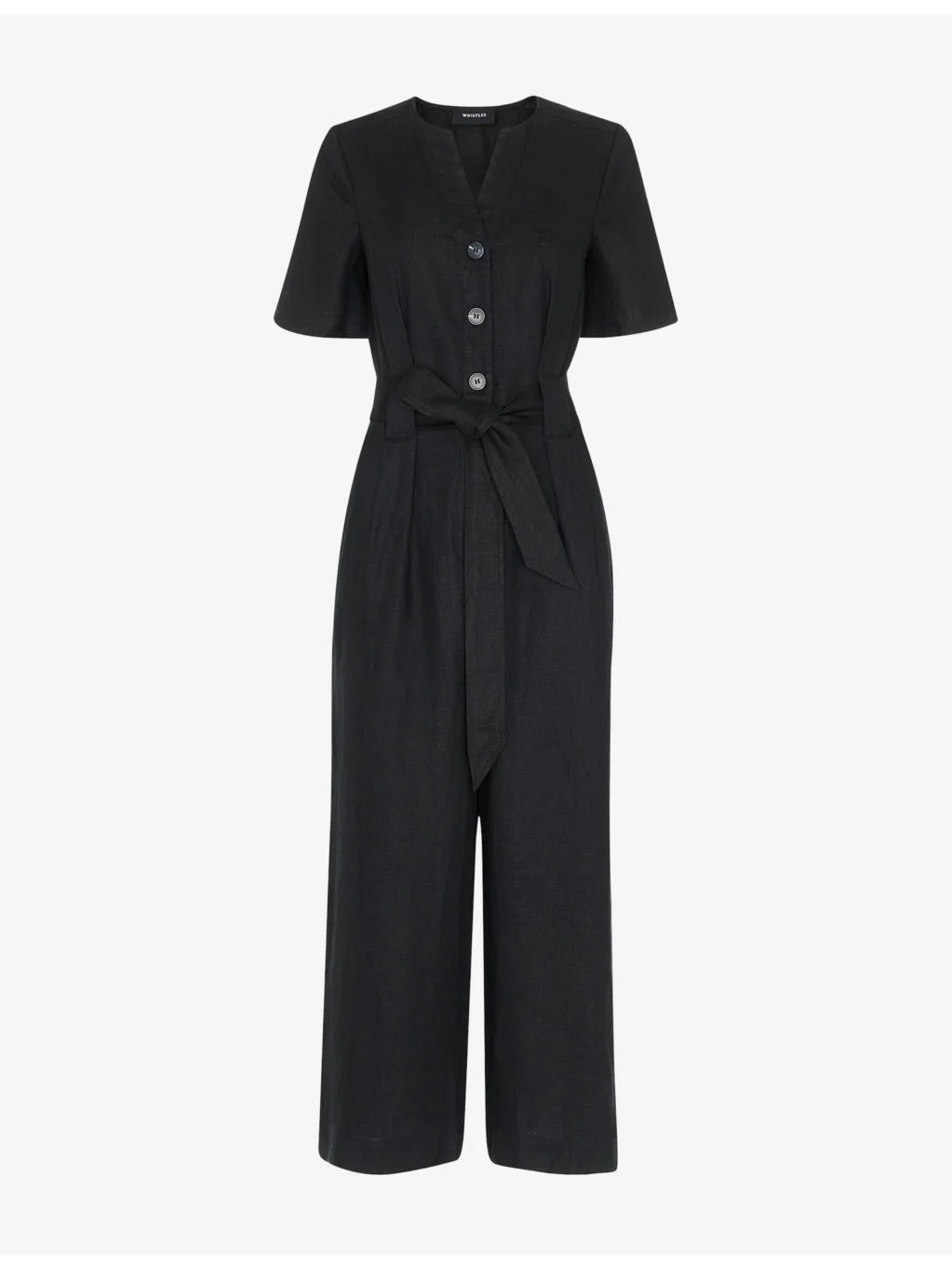 Fiona Button-Down Short-Sleeve Linen Jumpsuit - 1