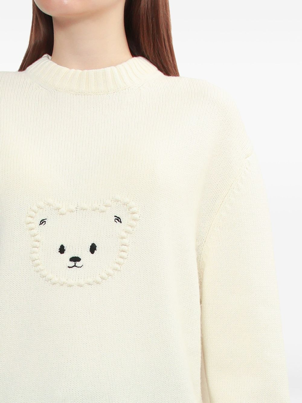 bear-embroidered crew-neck sweater - 4