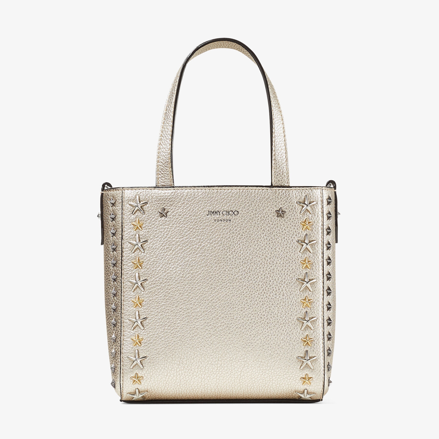 Mini Pegasi
Light Gold Metallic Soft Calf Mini Tote Bag with Stars - 1