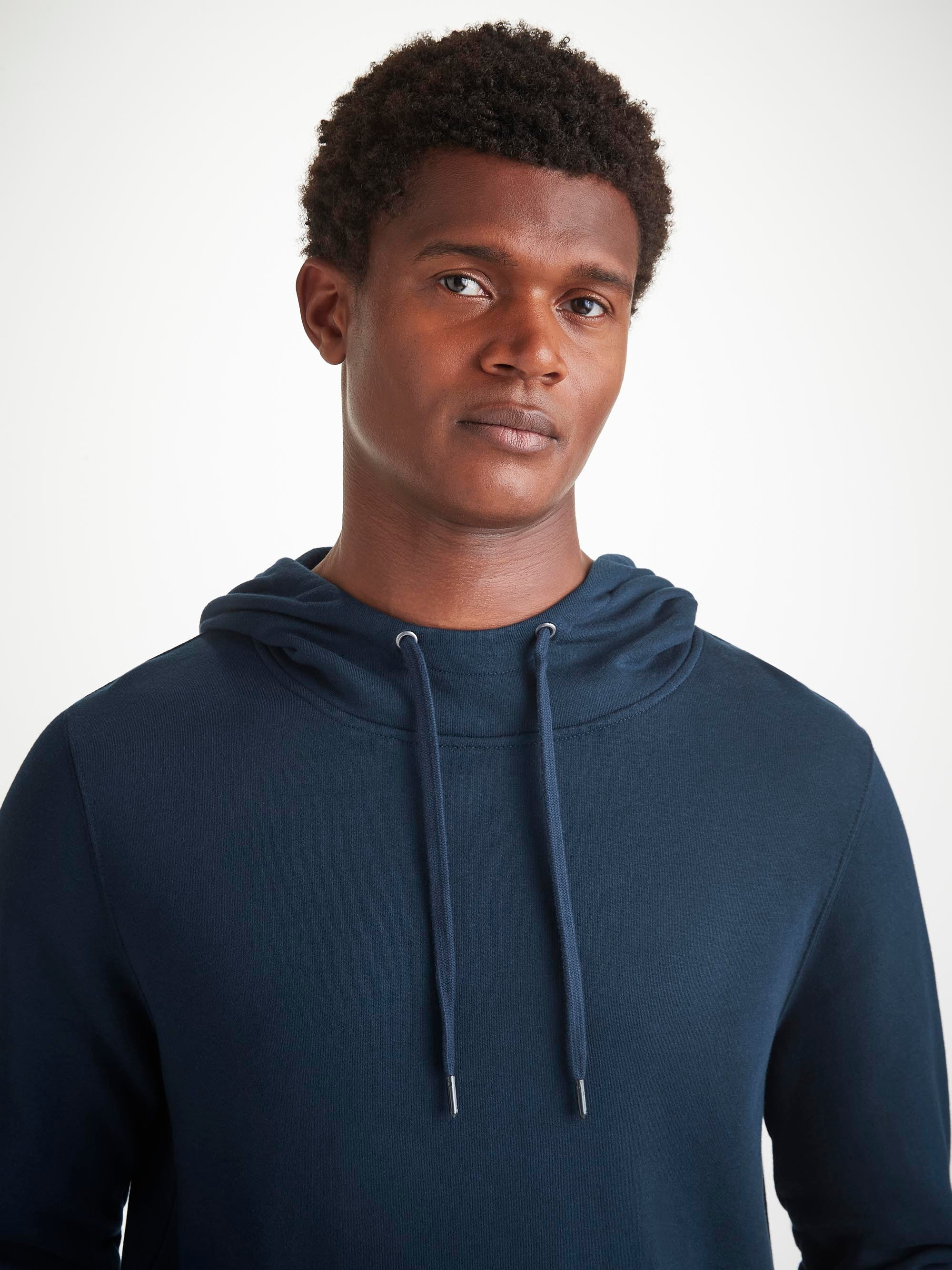 Men's Pullover Hoodie Quinn Cotton Modal Navy - 5