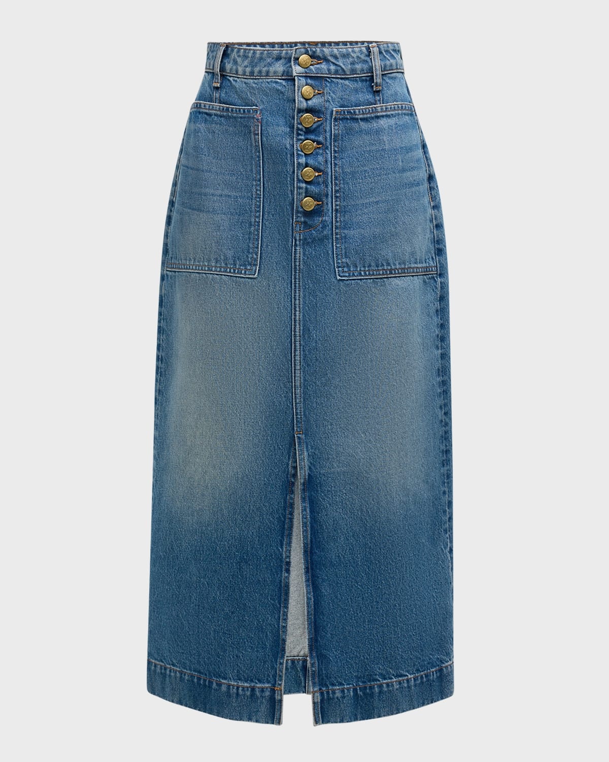 The Bea Vented Midi Denim Skirt - 1