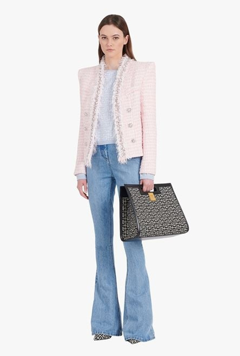 Balmain Bootcut light blue eco-designed jeans with Balmain monogram outlook
