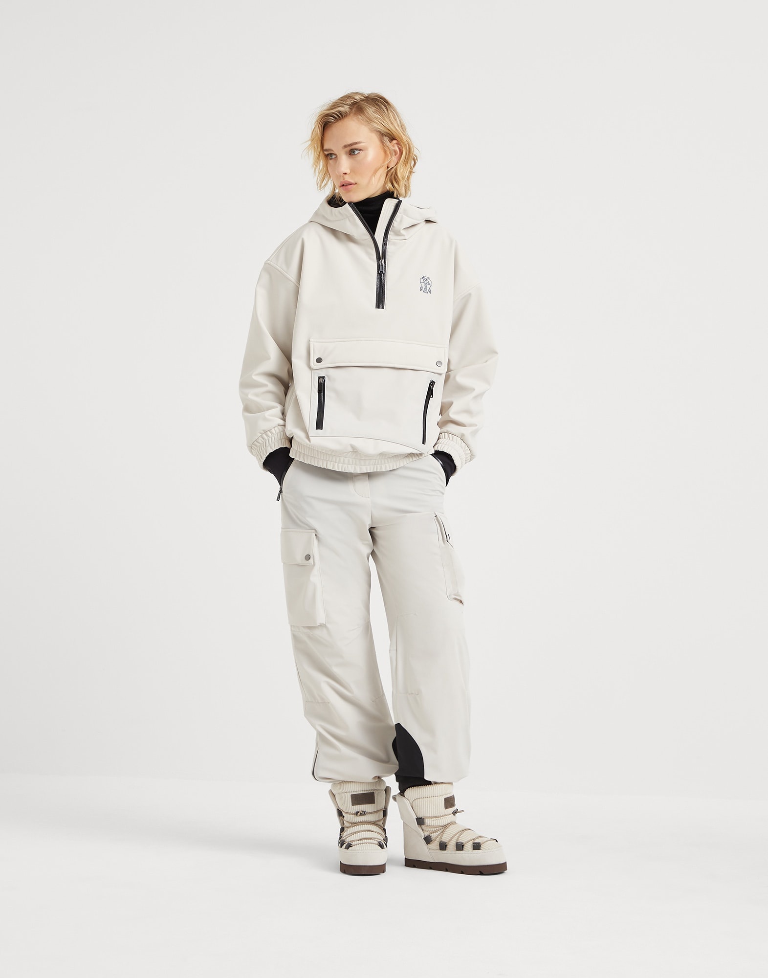 Bonded techno fabric hooded mountain jacket with Thermore® padding and precious half zip - 5