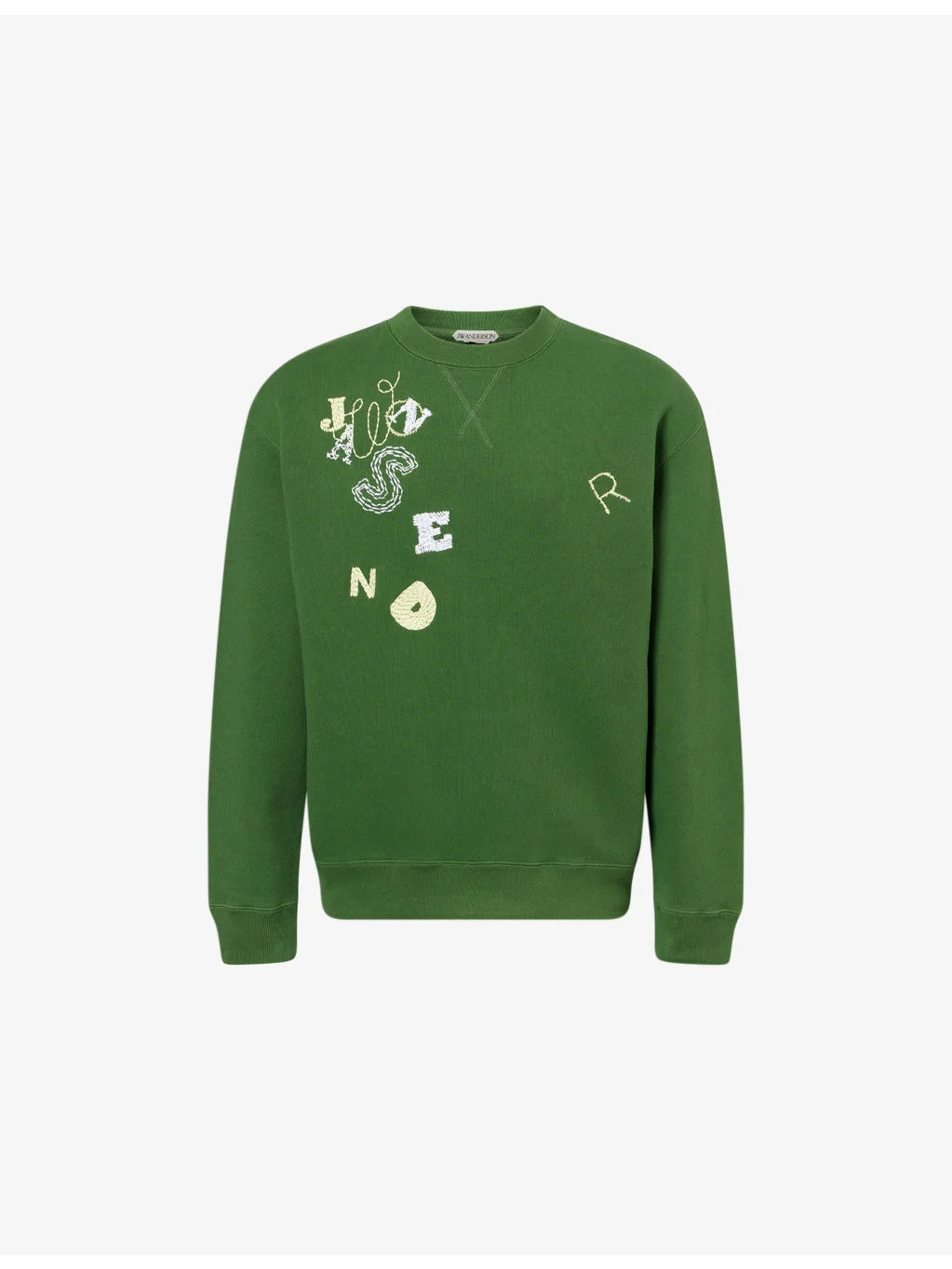 Scattered Letters Crew-Neck Cotton Sweater - 1