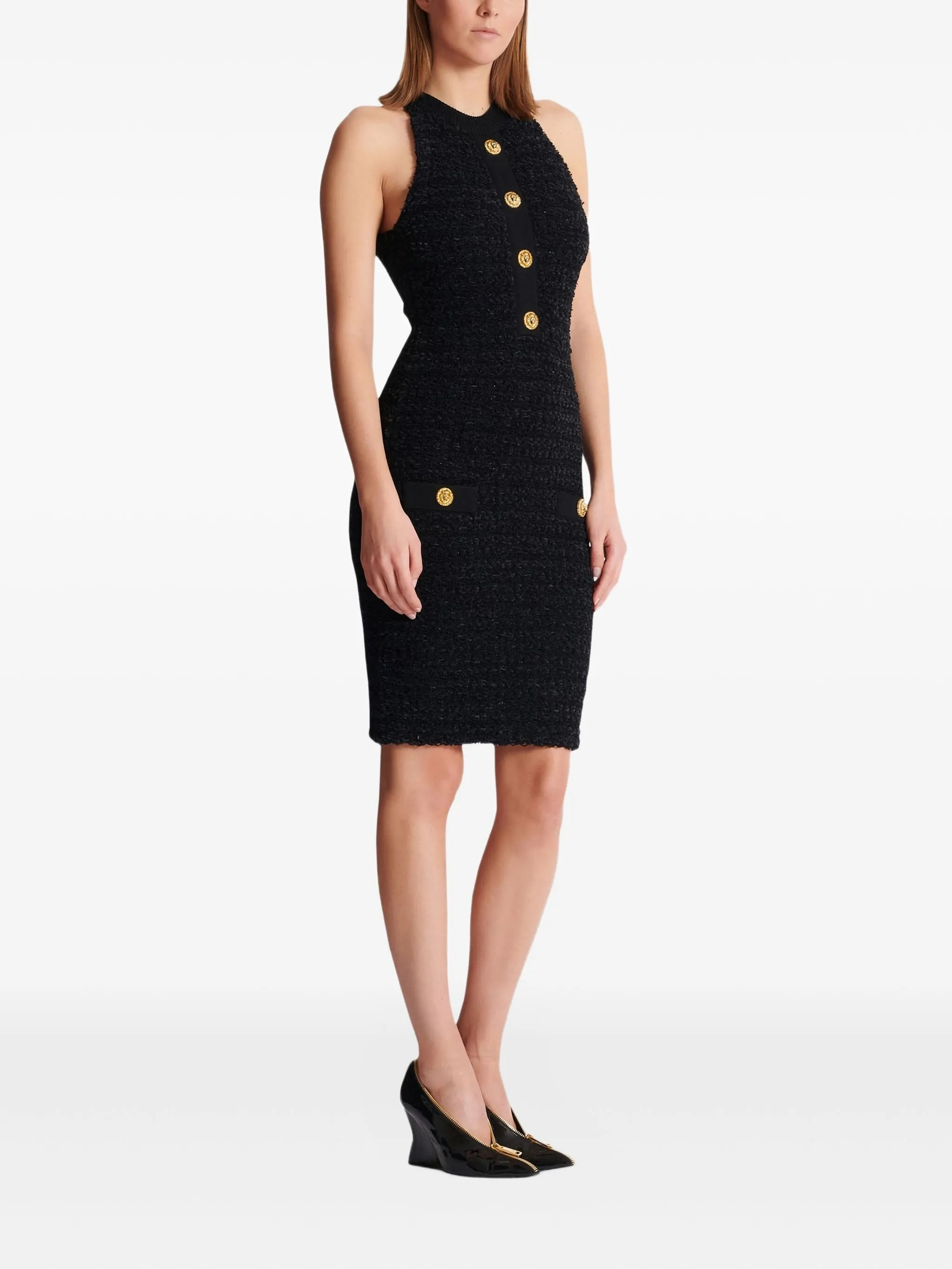 Balmain Buttoned-pocket Tweed Mini Dress - 4