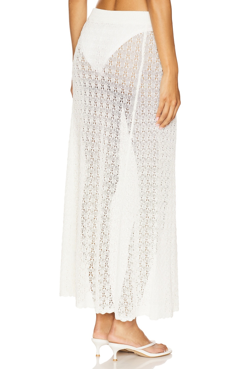 Shiny Pointelle Long Skirt - 4