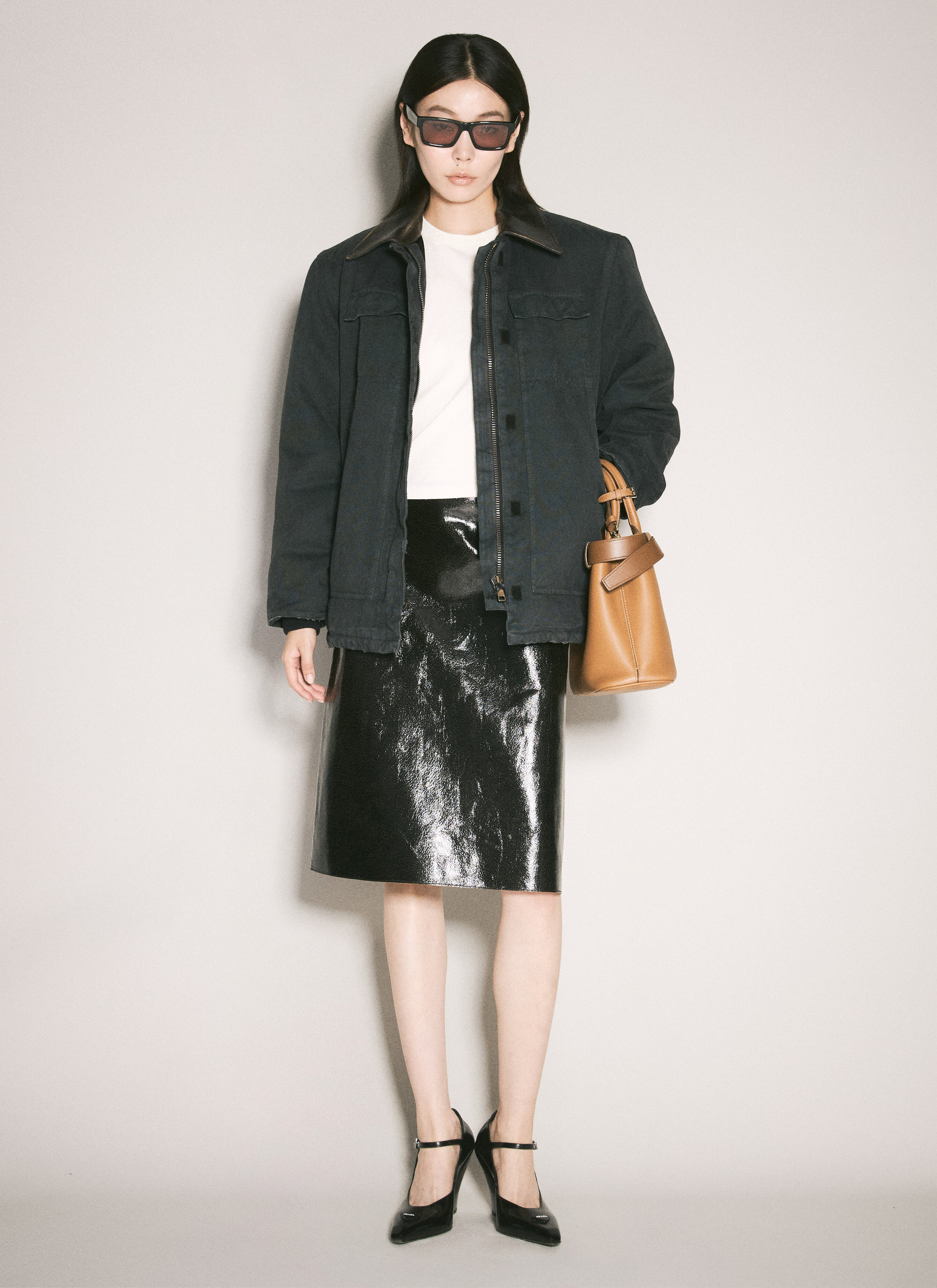 Prada Women Craquelé Leather Skirt - 4
