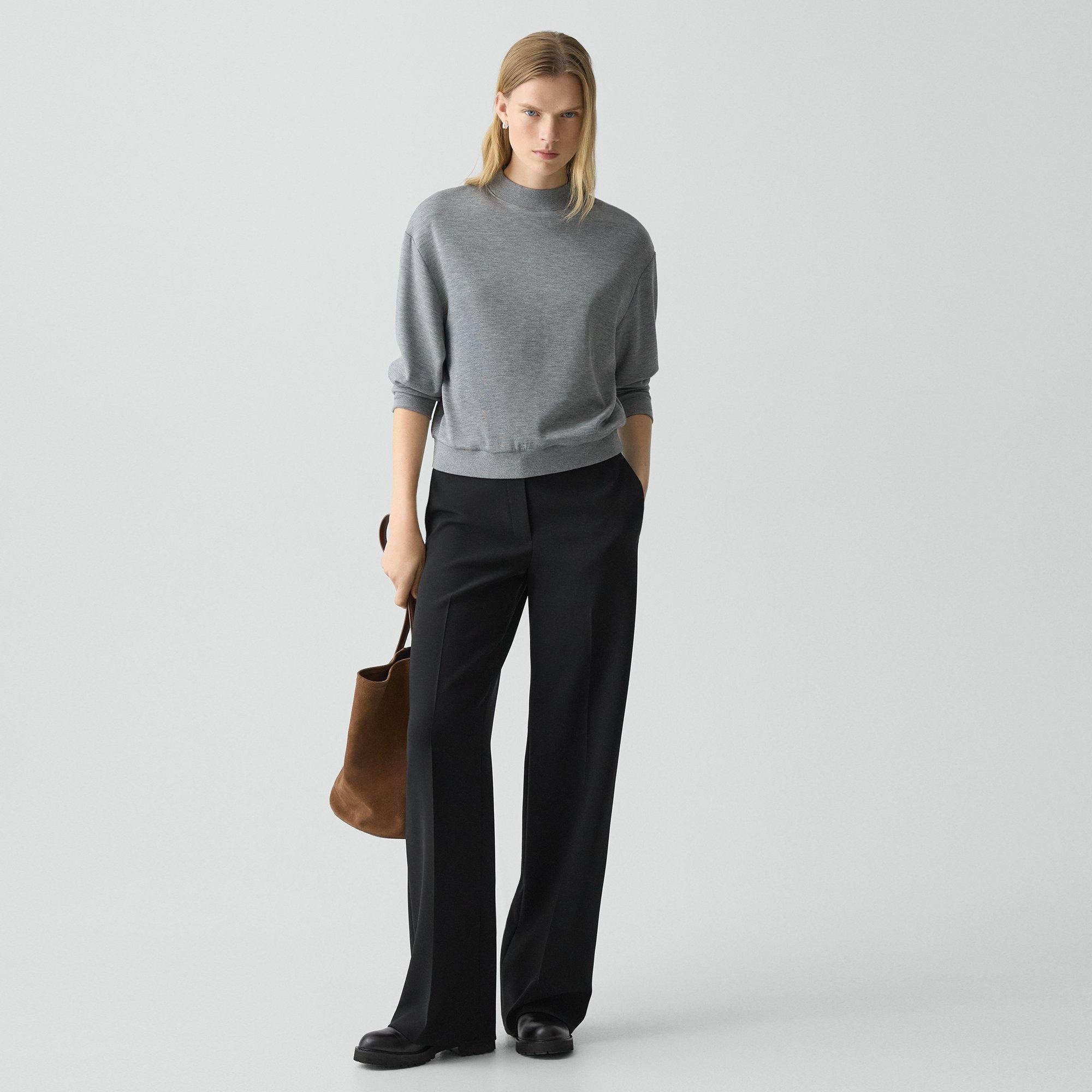 Mock Neck Sweatshirt in Double-Knit Jersey - 6