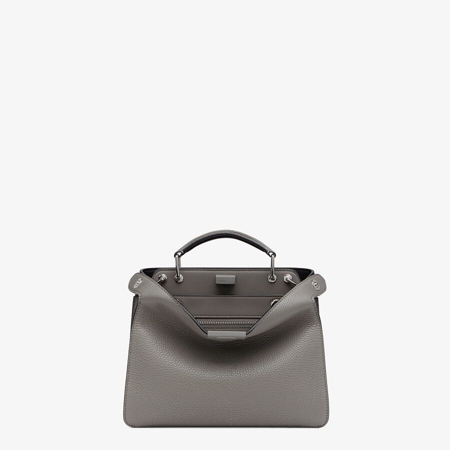 Gray and black leather bag - 1
