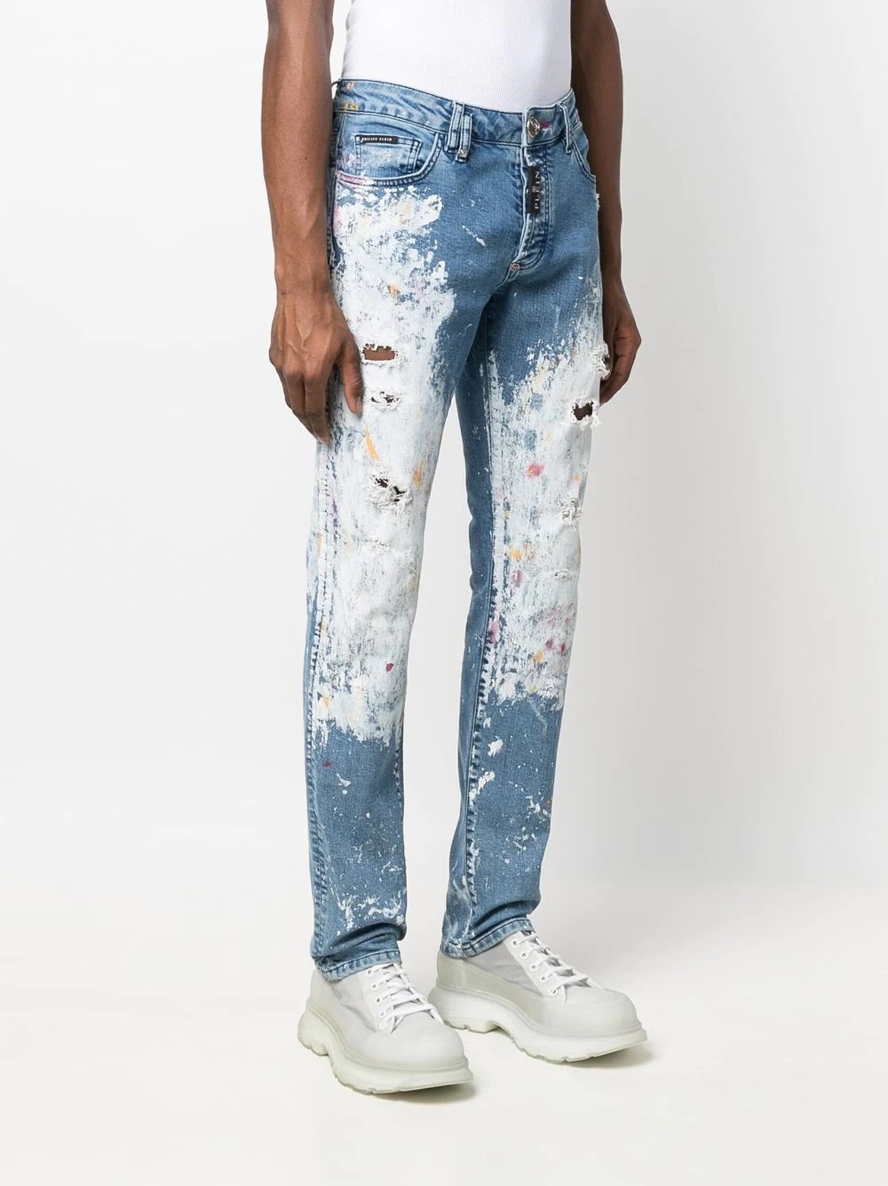 paint splatter-print straight-cut jeans - 3