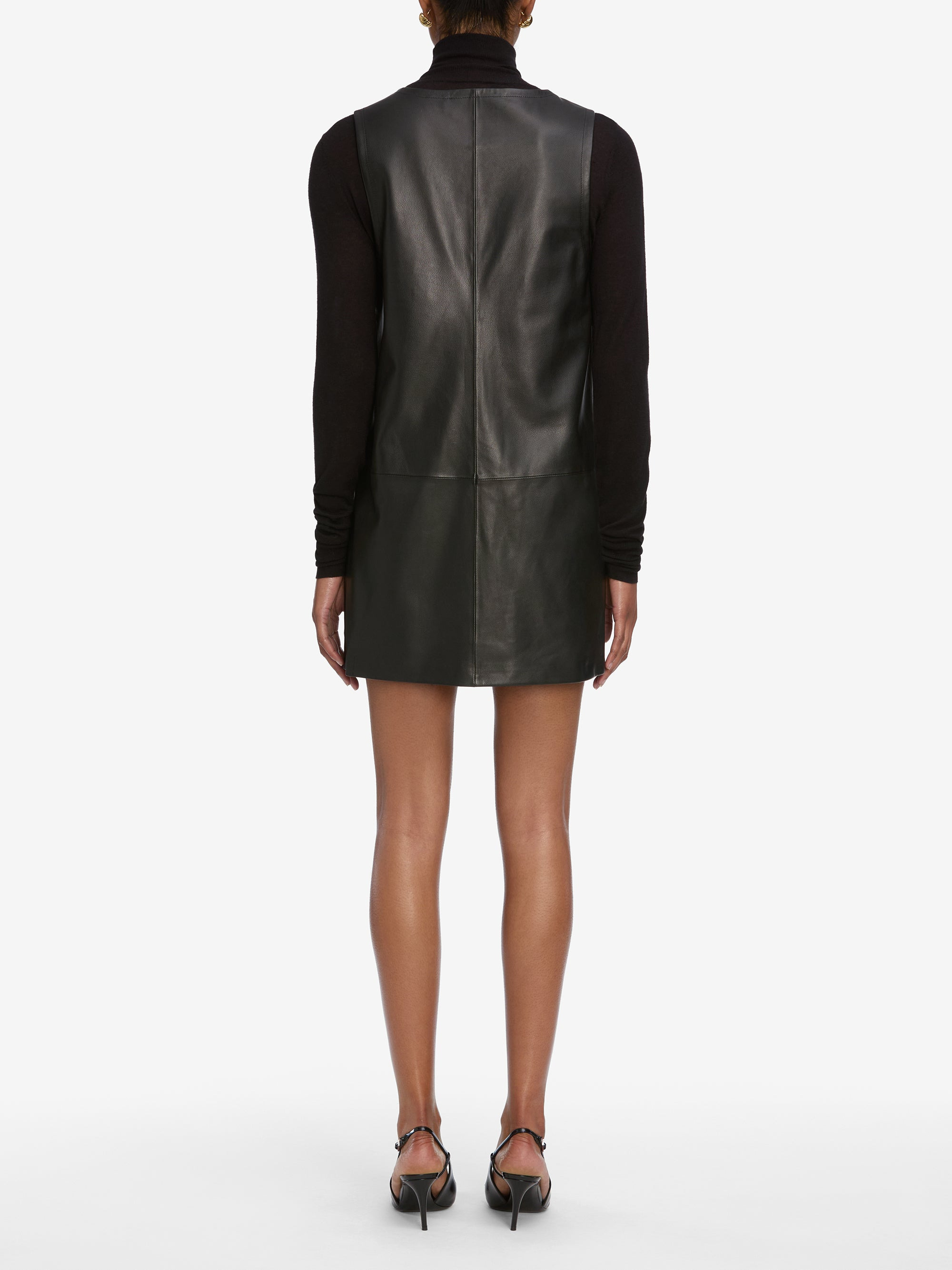 The Leather Pinafore Dress in Black - 5