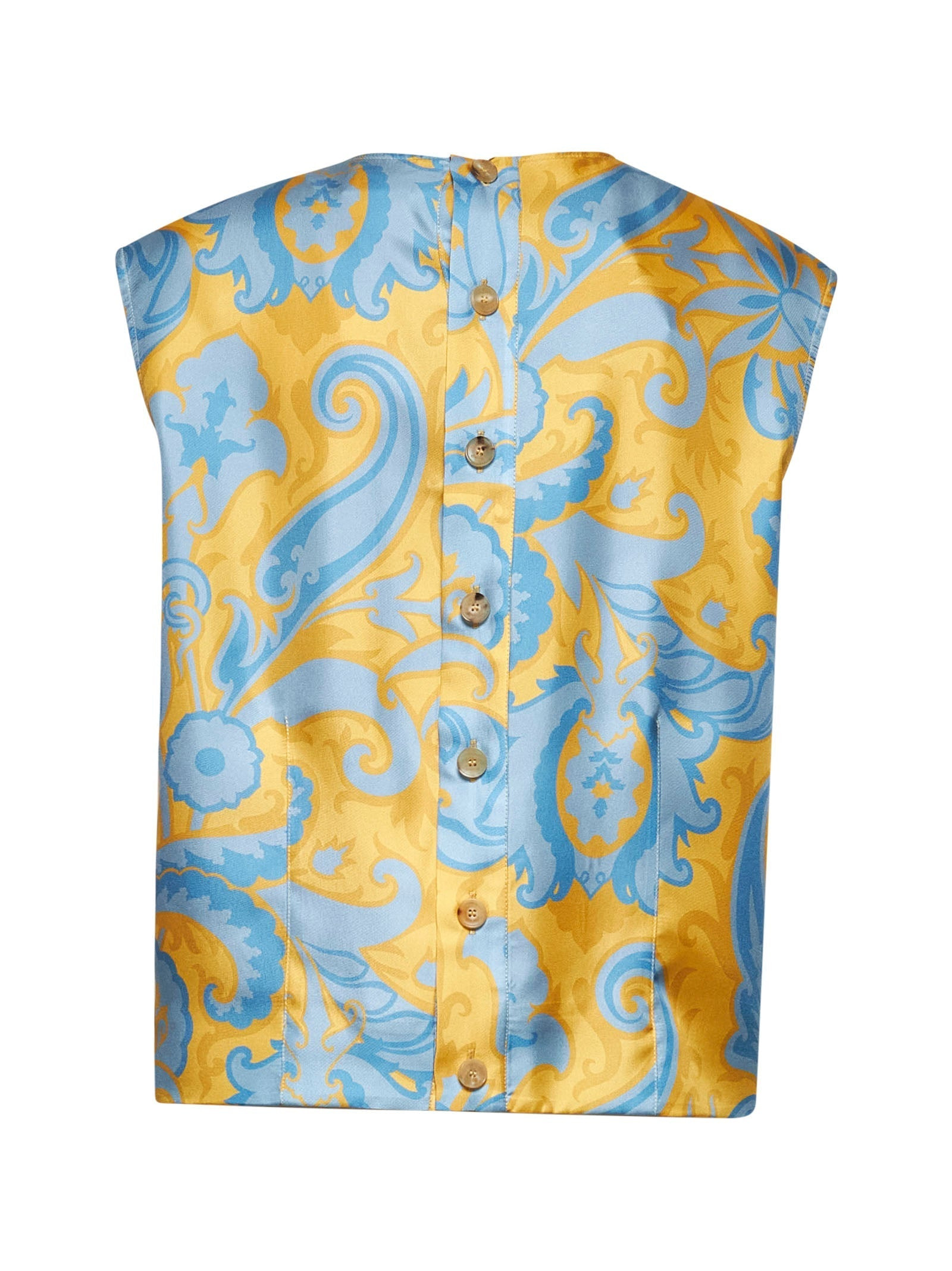 Etro Women Yellow Paisley Print Silk Top - 2